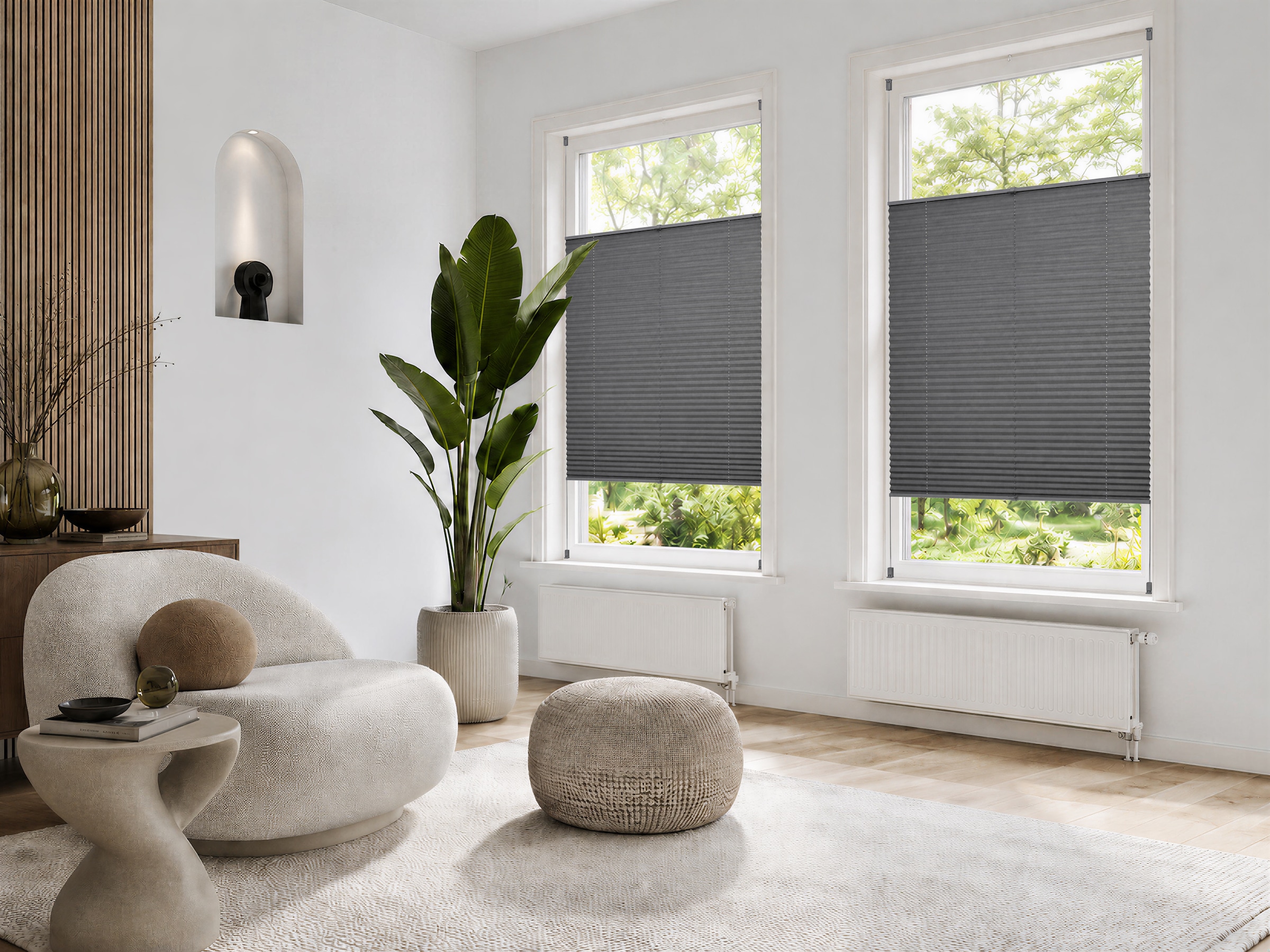 GOODproduct Plissé »DAHRA UNI - in Crush-Optik« protection contre la lumière Aucun perçage requis sous tension dimensions fixes, supports à pince unis assortis au plissé -NOUVEAUTÉ!
