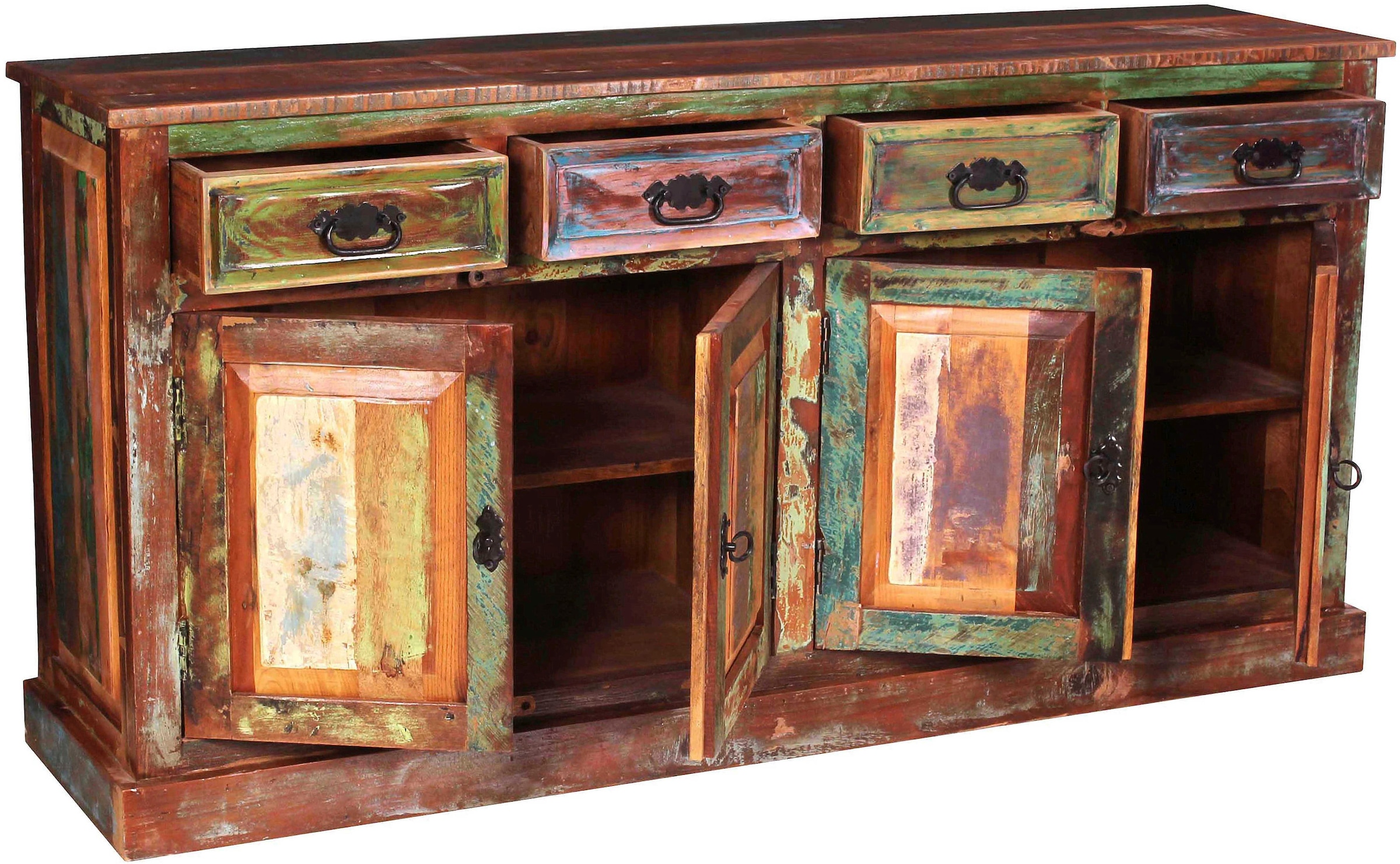 SIT Buffet »Lodi aus bunt lackiertem Altholz mit 4 Türen & 4 Schubladen« 4 portes, 4 tiroirs & compartiments spacieux pour un rangement polyvalent