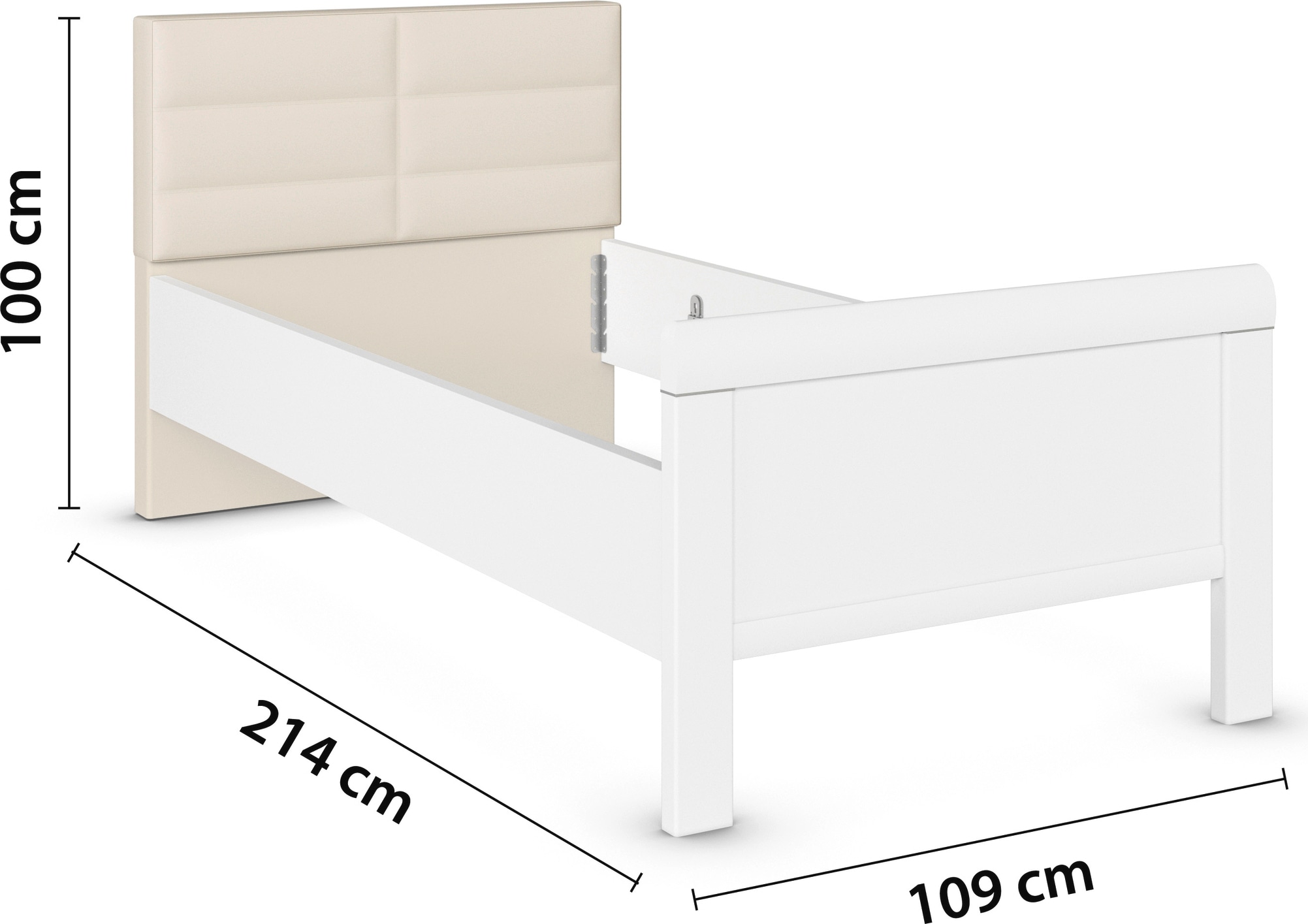 rauch Bett »Bett Einzelbett Stollenbett EVELYN« in Komforthöhe mit Polsterkopfteil in elegantem Stil MADE IN GERMANY
