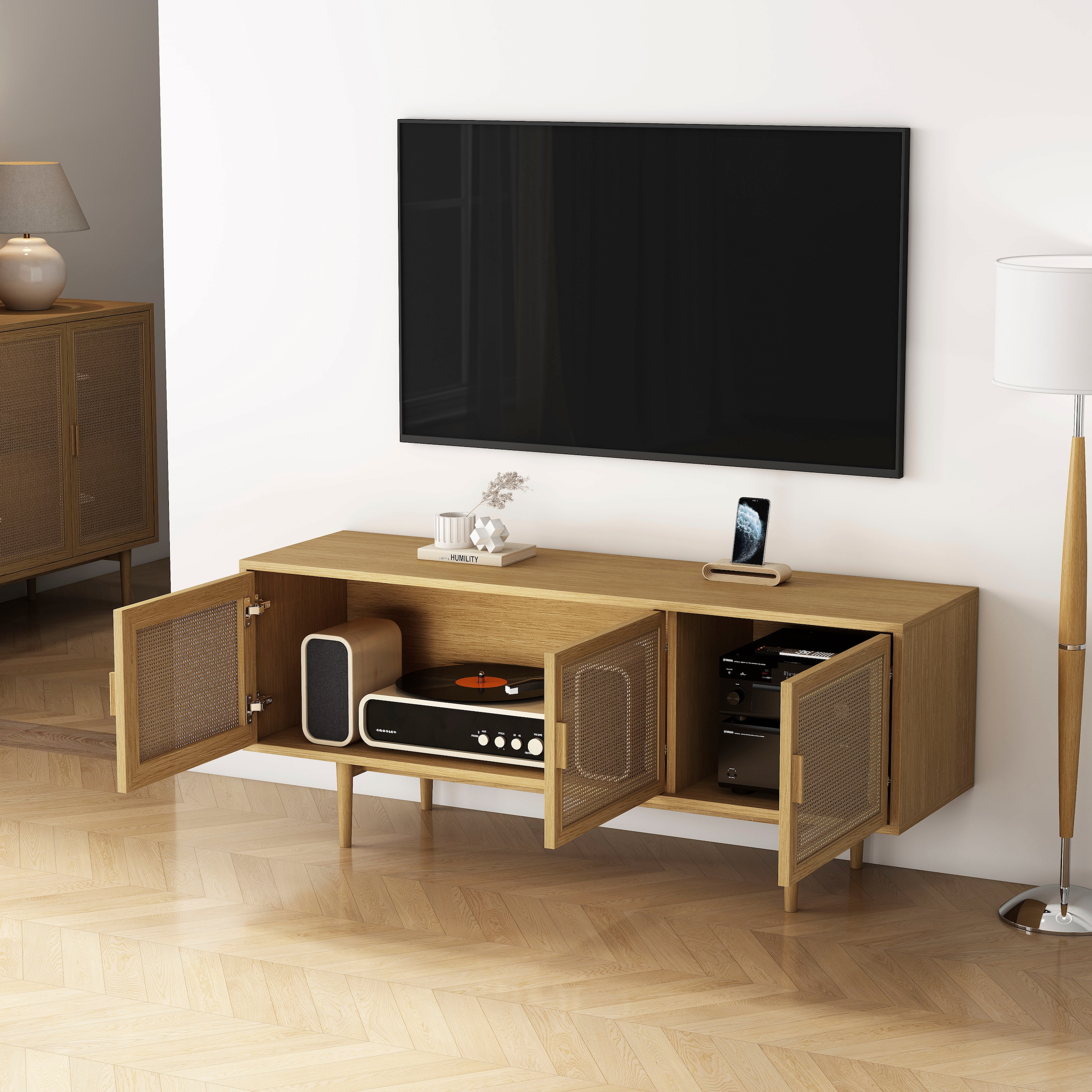 GOODproduct TV-Schrank »Lorelia« in moderner Rattan Optik, Lowboard
