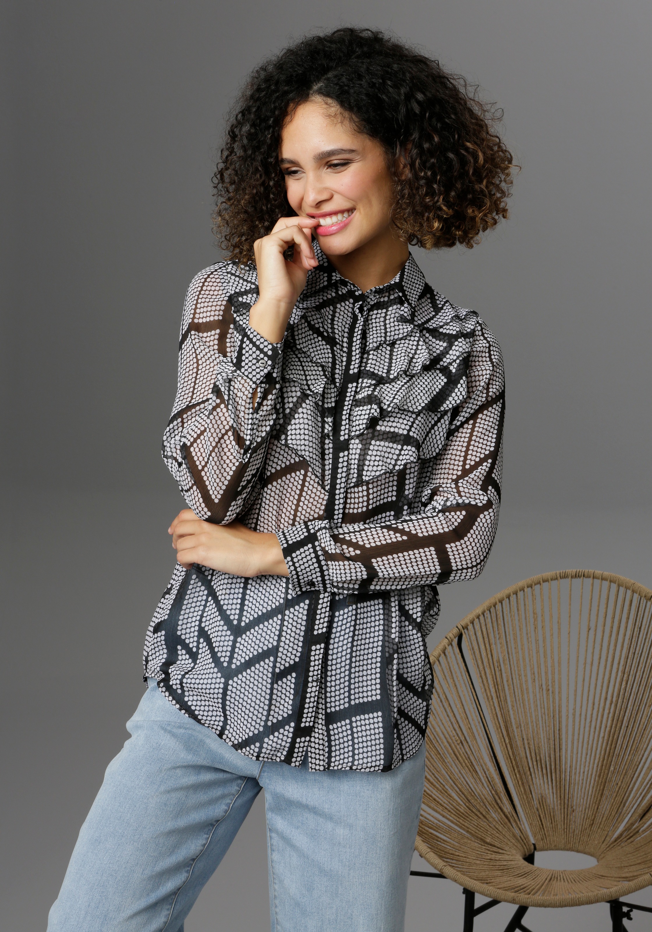 Image of Aniston SELECTED Hemdbluse, mit Volants bei Ackermann Versand Schweiz