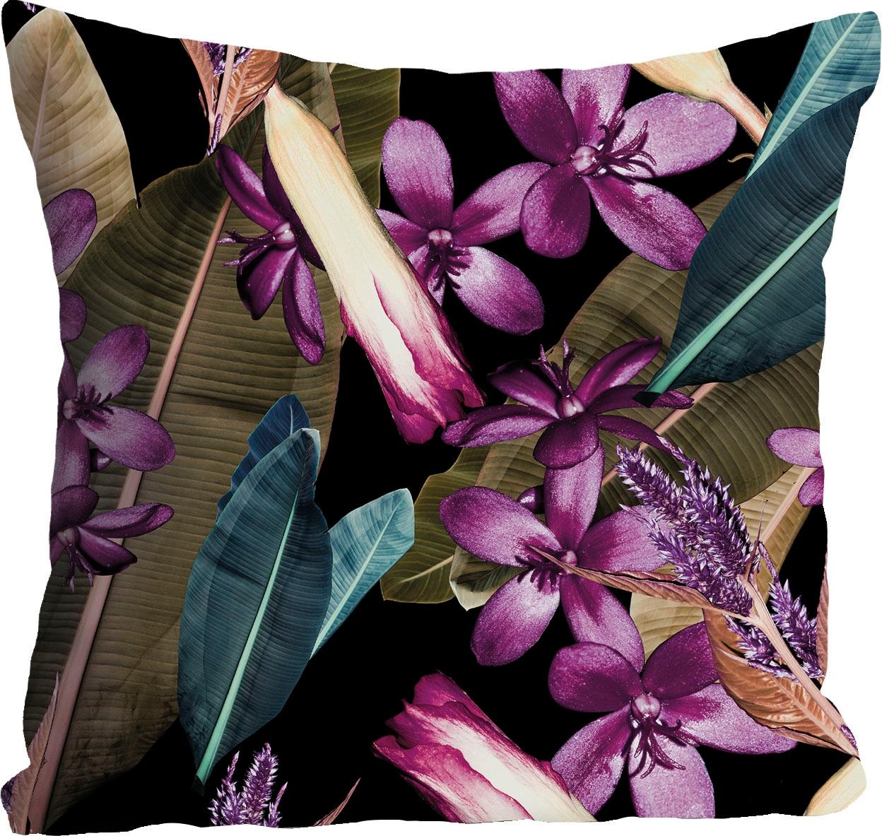 Image of queence Dekokissen ""Blüten & Blätter"" Kissenhülle ohne Füllung, 1 Stück