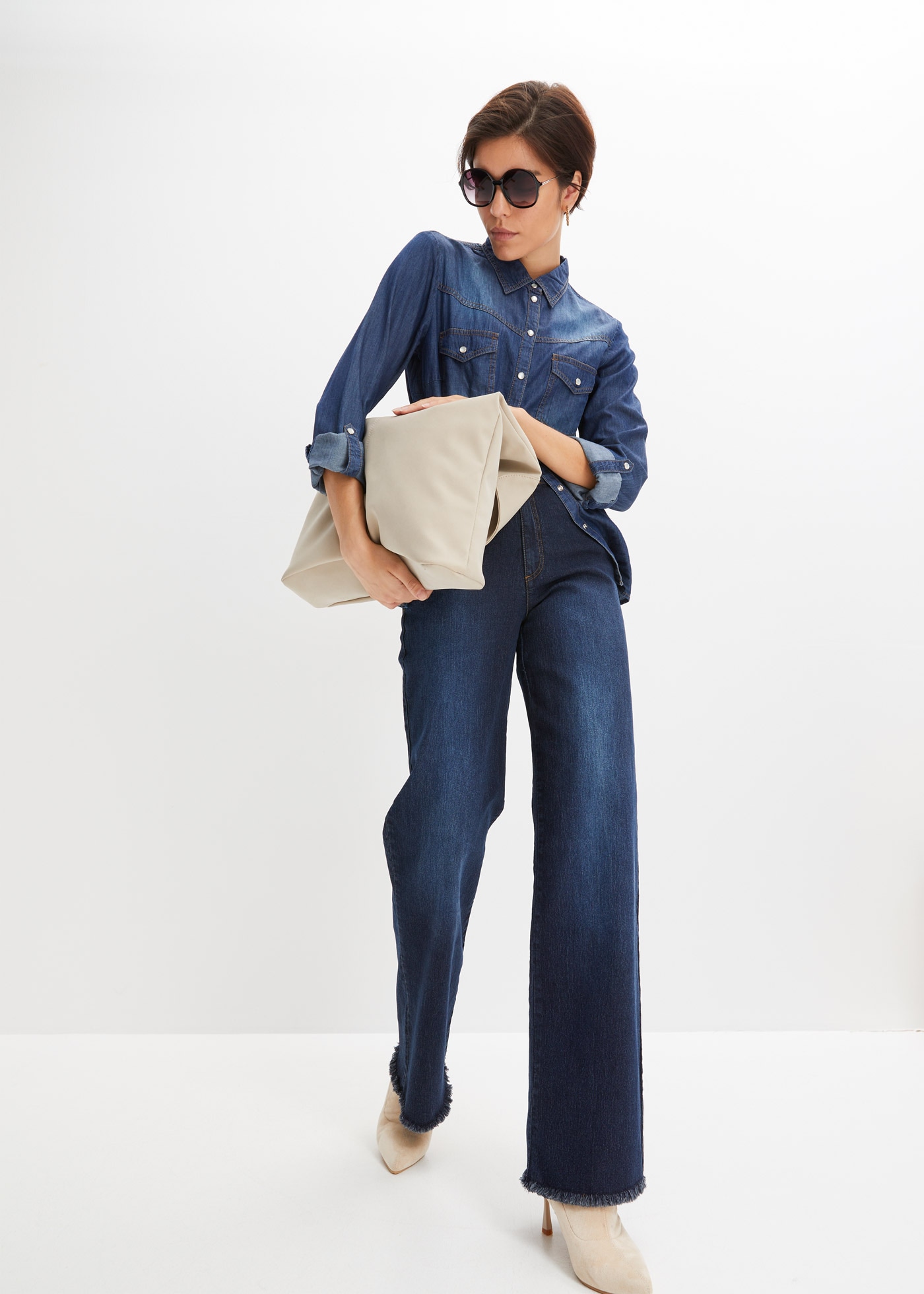 bonprix Weite Jeans »Wide-Leg-Jeans, High Waist« Wide-Leg-Jeans, High Waist