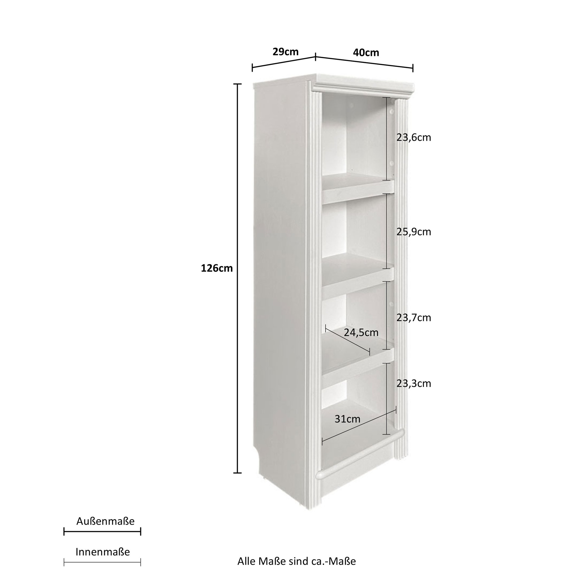 Home affaire Standregal »Soeren Stege«, aus massiver Kiefer, Masse (B/T/H): 40/29/126 cm