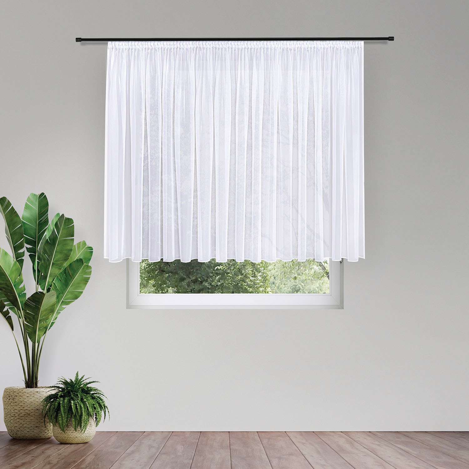 Image of Gerster Gardine "Laura" Smokband 1 Stk. tlg. Elegante Voile Grundware