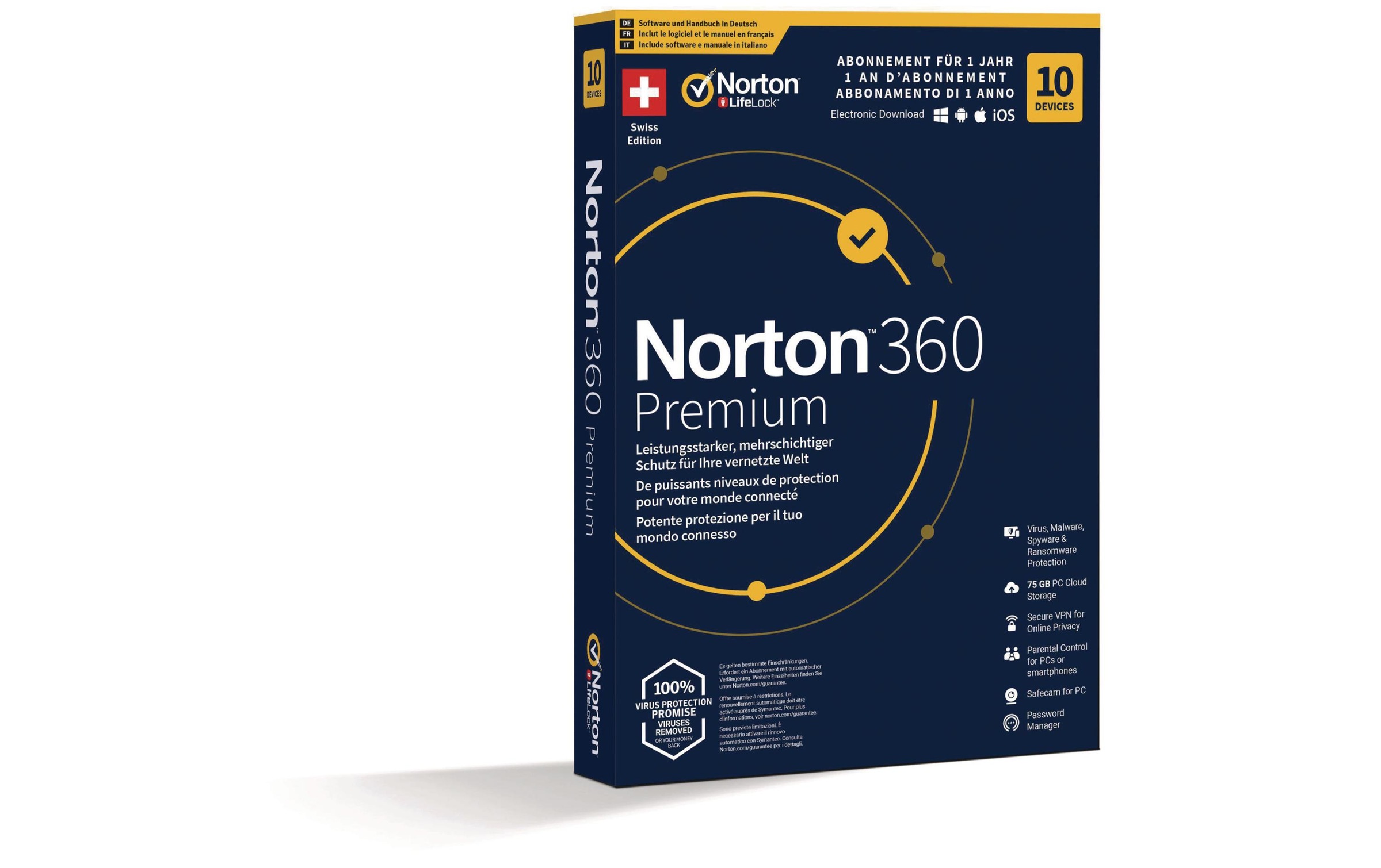 Norton Virensoftware »Norton 360 Premium Box, 10 Device, 1 Jahr«