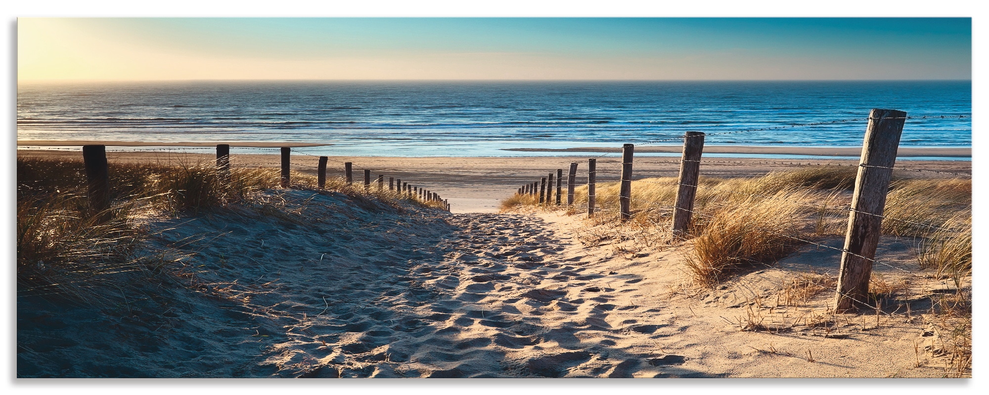 Artland Küchenrückwand »Weg zum Nordseestrand Sonnenuntergang«, (1 tlg.), Alu Spritzschutz mit Klebeband, einfache Montage