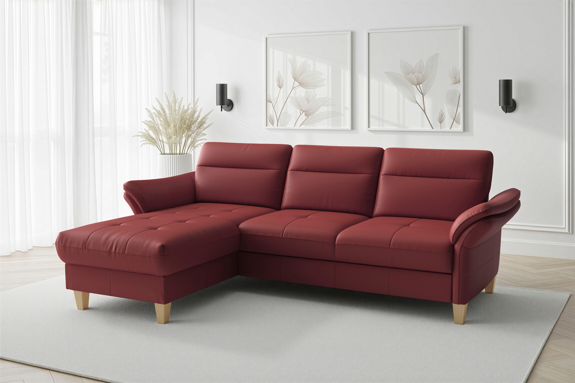 Image of sit&more Ecksofa "Pamela L-Form, B:230 cm, Leder, Recamiere links o. rechts" wahlweise mit Armteilverstellung, optional Schlaffunktion & Bettkasten