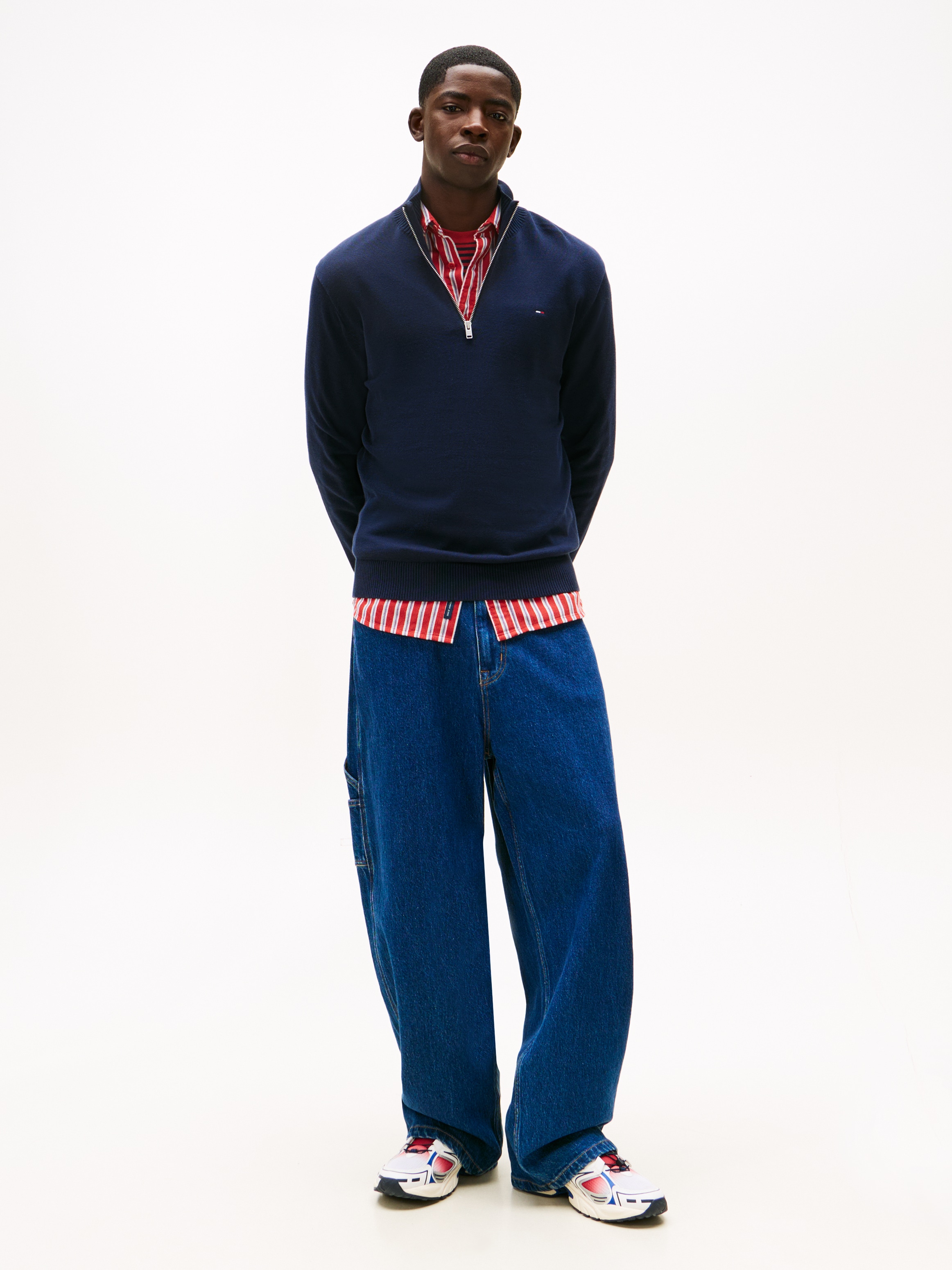 Tommy Jeans Strickpullover »TJM SLM ESS LIGHT ¼ ZIP SWTR EXT« Mit Rundhalsausschnitt