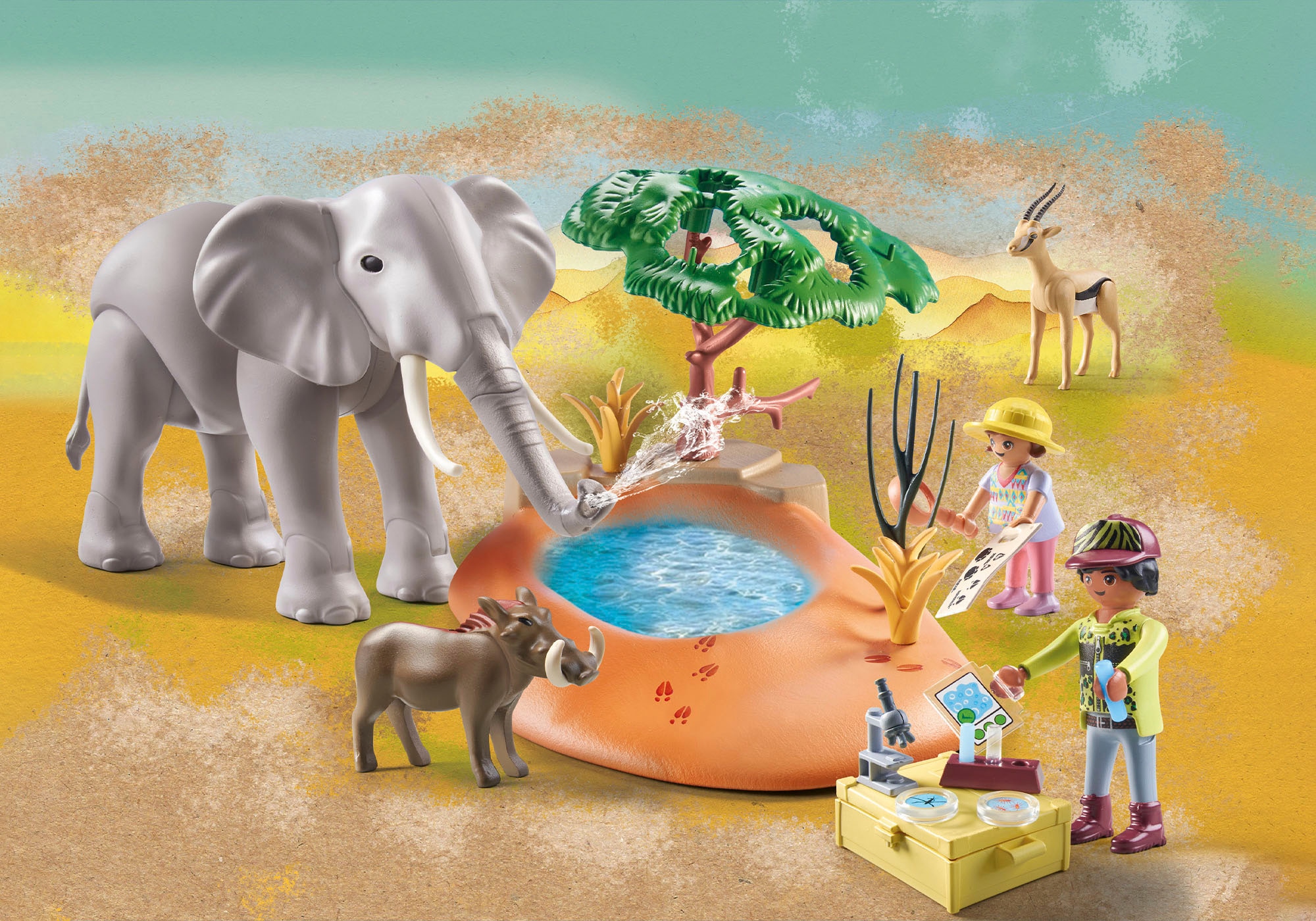 Playmobil® Konstruktions-Spielset »Spritztour zum Wasserloch (71294), Wiltopia«, (35 St.), teilweise aus recyceltem Material; Made in Europe