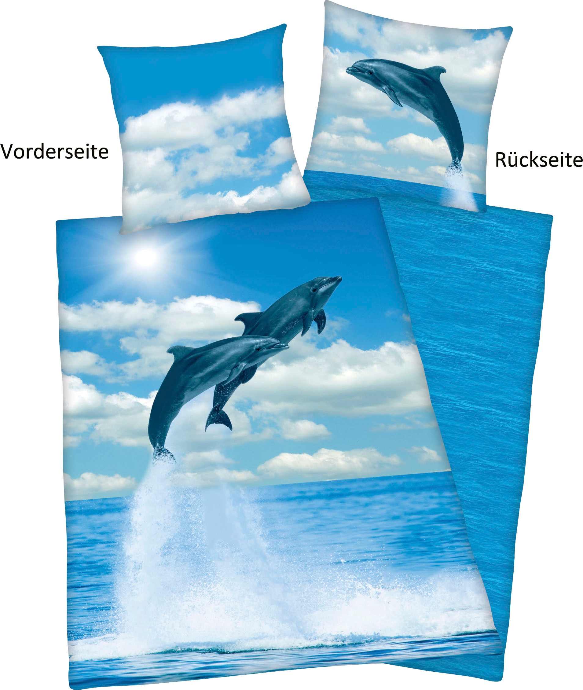 Image of Herding Young Collection Wendebettwäsche "Delfine" 2 Stk. mit tollem Motiv