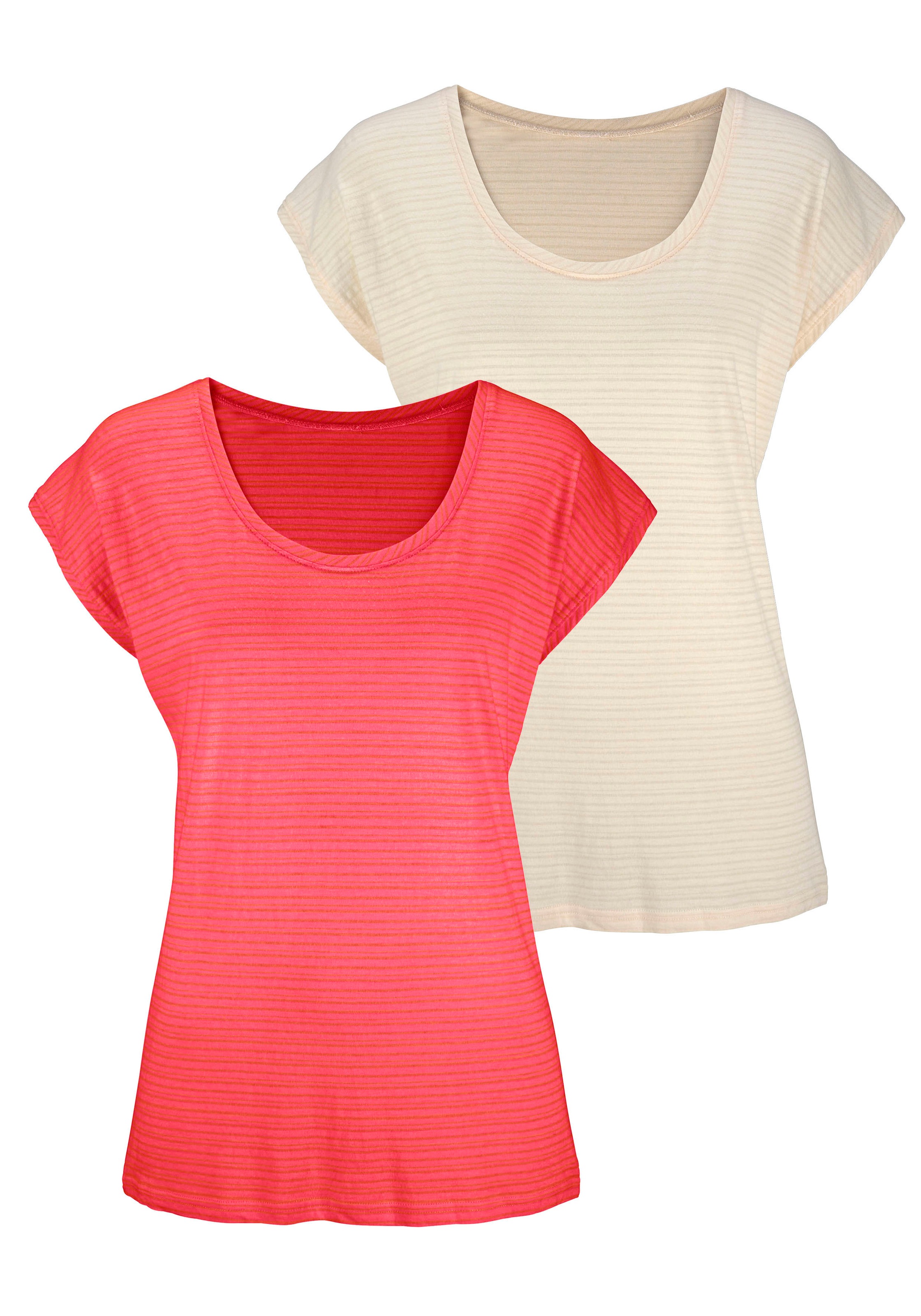 Image of Beachtime T-Shirt, (2er-Pack), mit feinen Streifen bei Ackermann Versand Schweiz