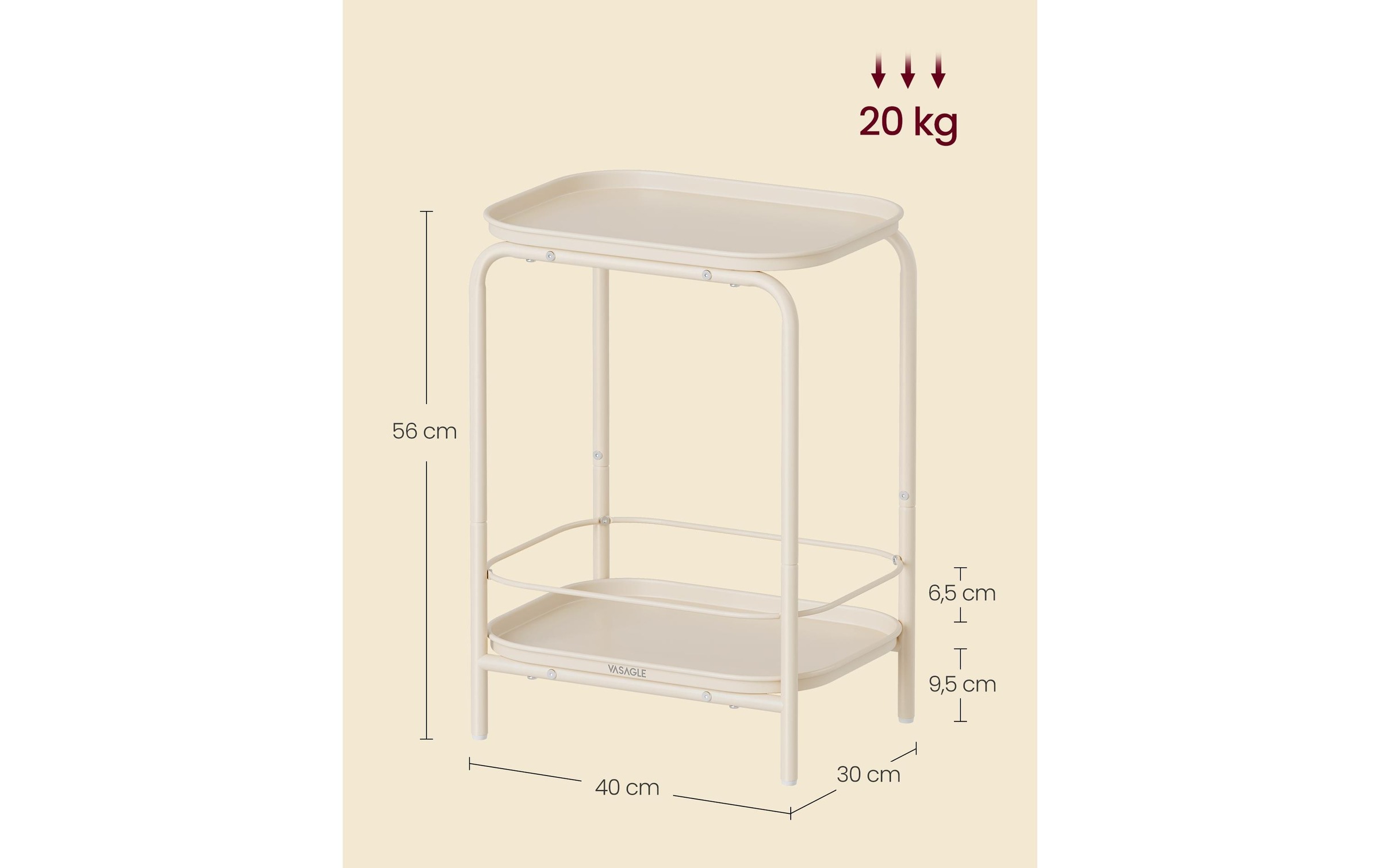 VASAGLE Beistelltisch »40 x 30 x 56 cm«