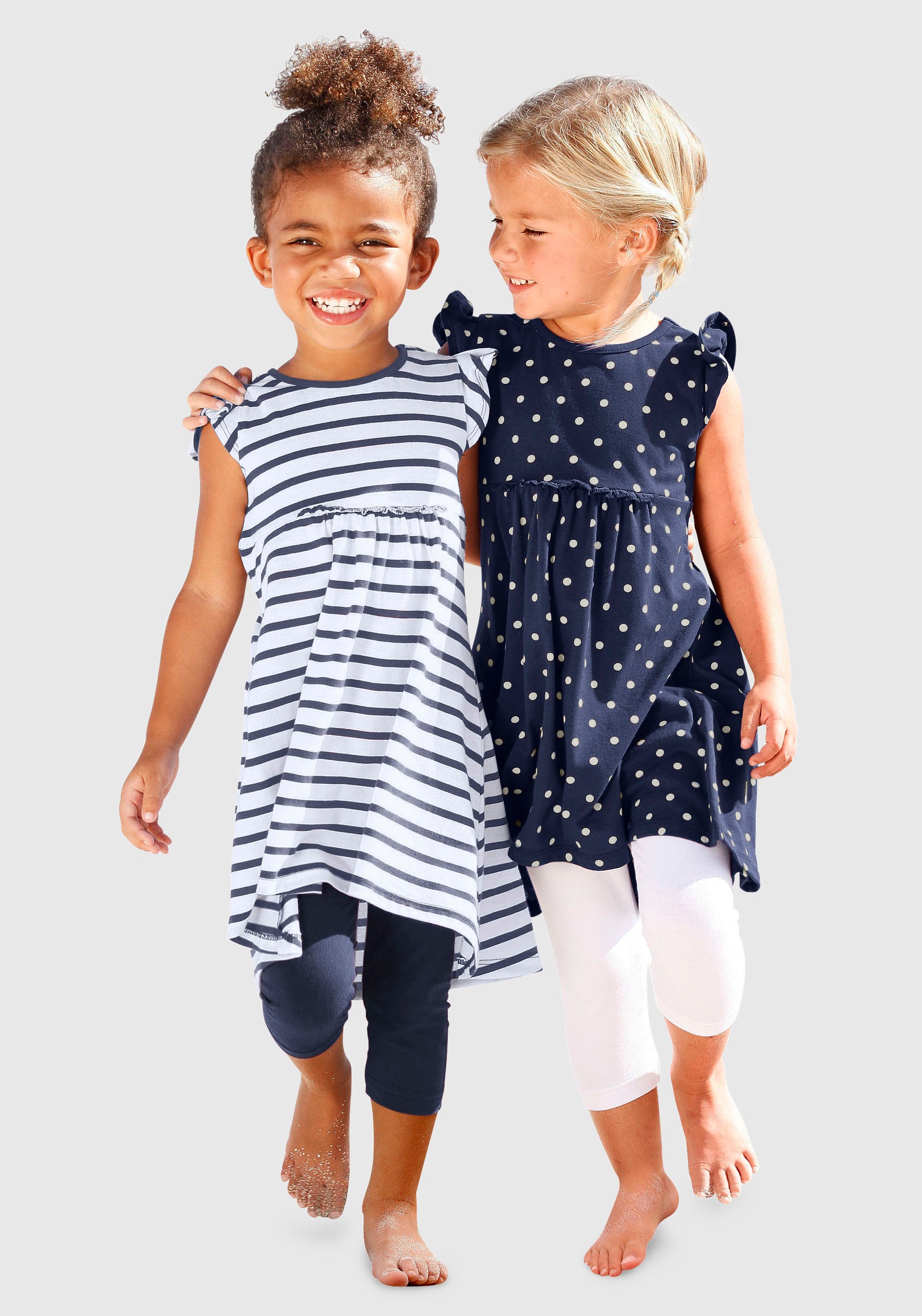 Image of KIDSWORLD Jerseykleid, (Packung, 2 tlg.), mit Streifen und Punkten bei Ackermann Versand Schweiz