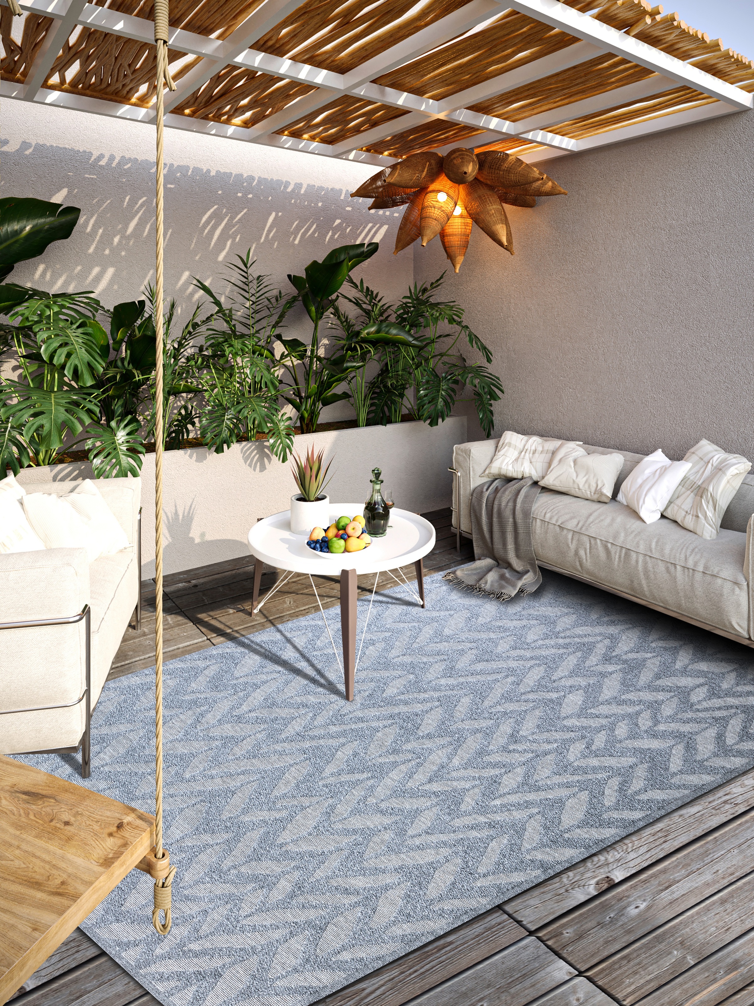 Image of Villeroy & Boch Outdoorteppich "Georgette" rechteckig 4 mm Höhe In-& Outdoor, Flachgewebe, wetterfest, Terrasse, Balkon, modern, Trend