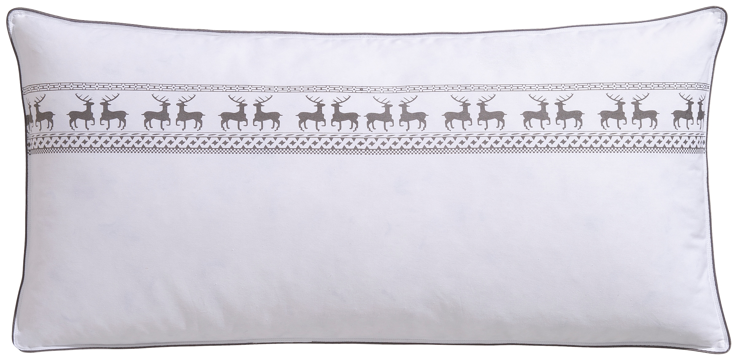 Image of GOODproduct Federkopfkissen "Forsakar, Kopfkissen 40x80 cm, 80xc80 cm" Füllung: 100% Federn Bezug: Baumwolle 1 Stk. tlg. Kissen mit skandinavischem Stil durch Elch-Aufdruck, Made in Germany