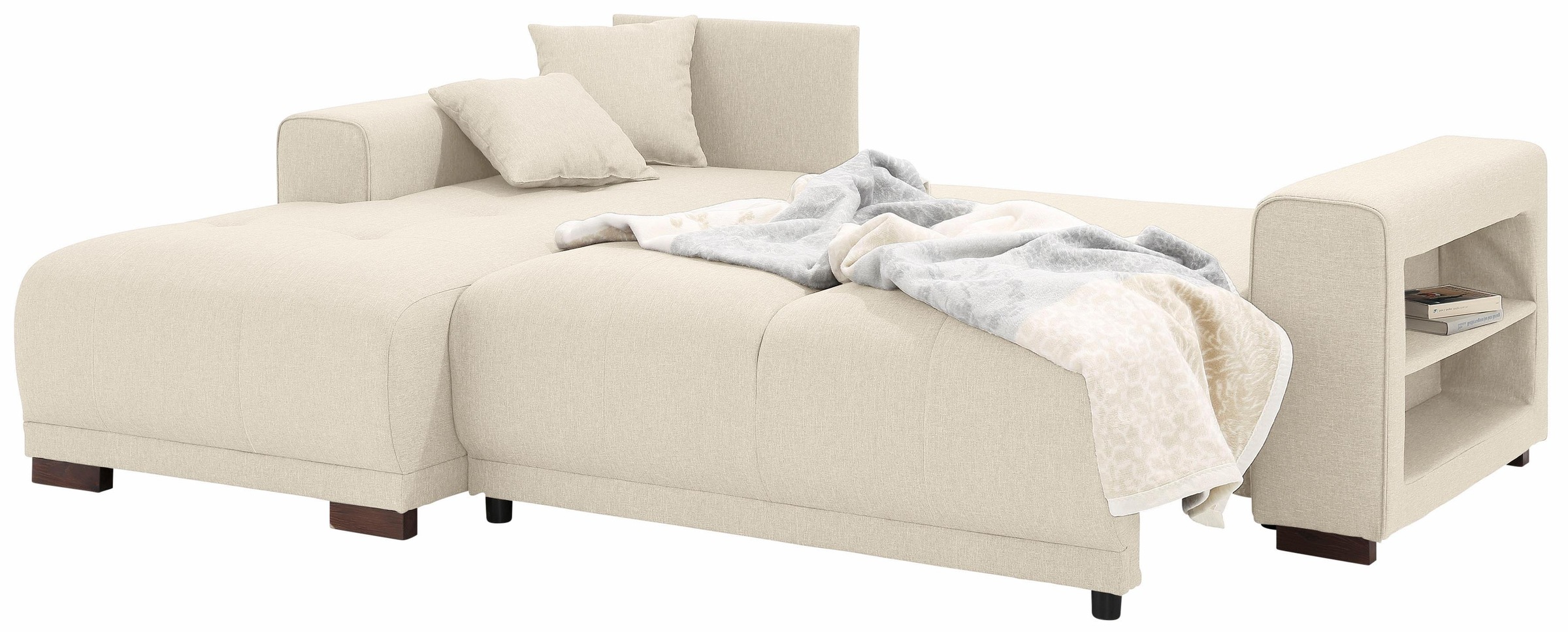 Home affaire Ecksofa »Viborg L-Form«, mit Regal in der Armlehne, wahlweise mit Bettfunktion