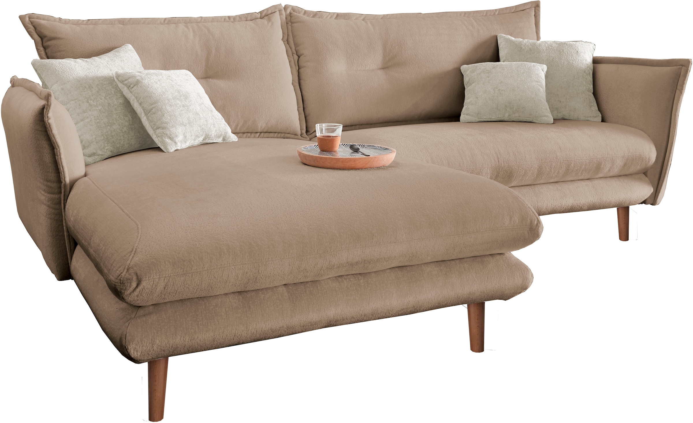 INOSIGN Ecksofa »Lazio modern und bequem, schmale Armlehnen, tolle Detailverarbeitung«, zwei verschiedene Fussfarben wählbar