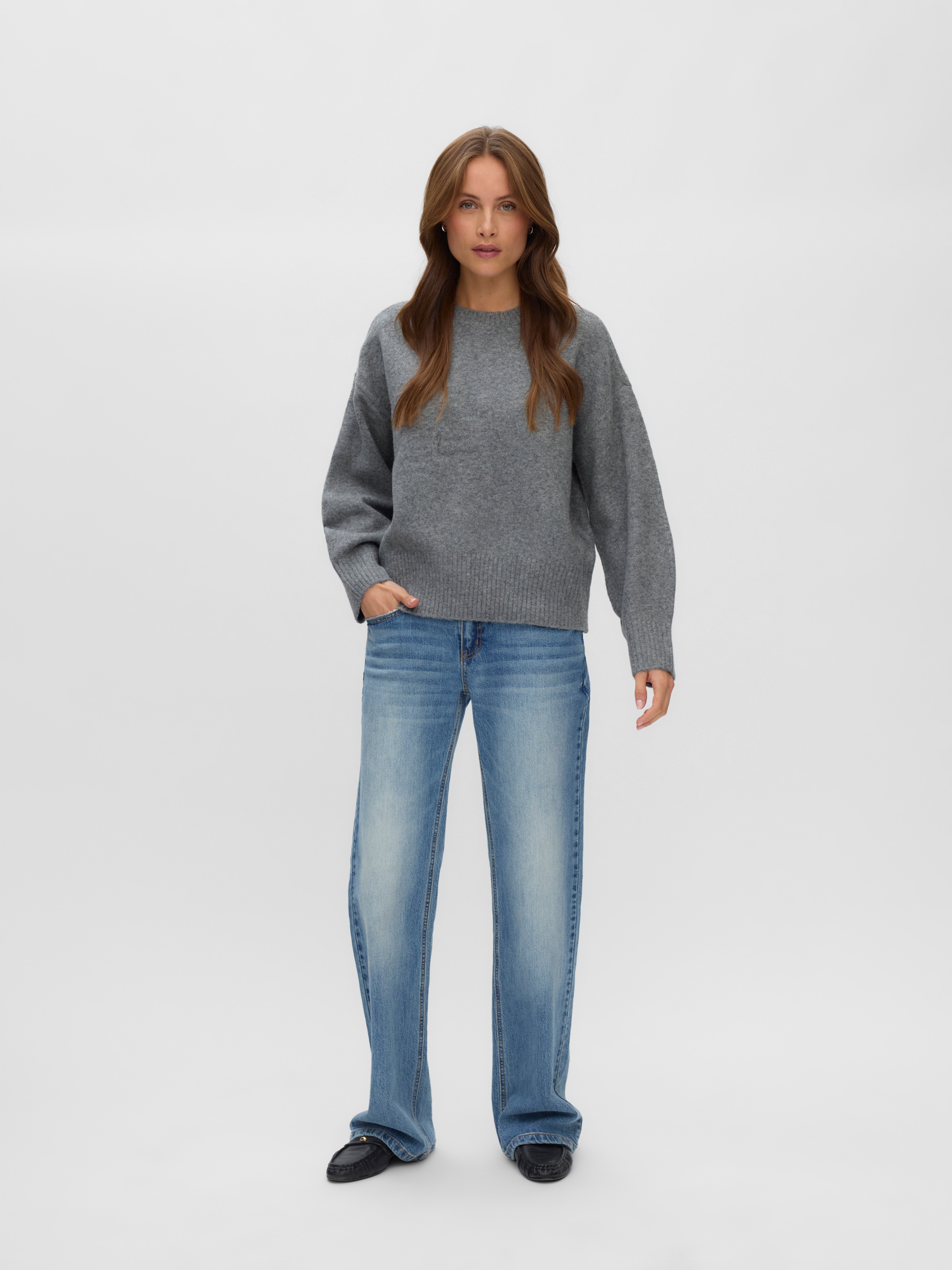 Vero Moda Pull en tricot »VMSIF LS O-NECK PULLOVER NOOS« Materialmix mit Wolle, regular fit