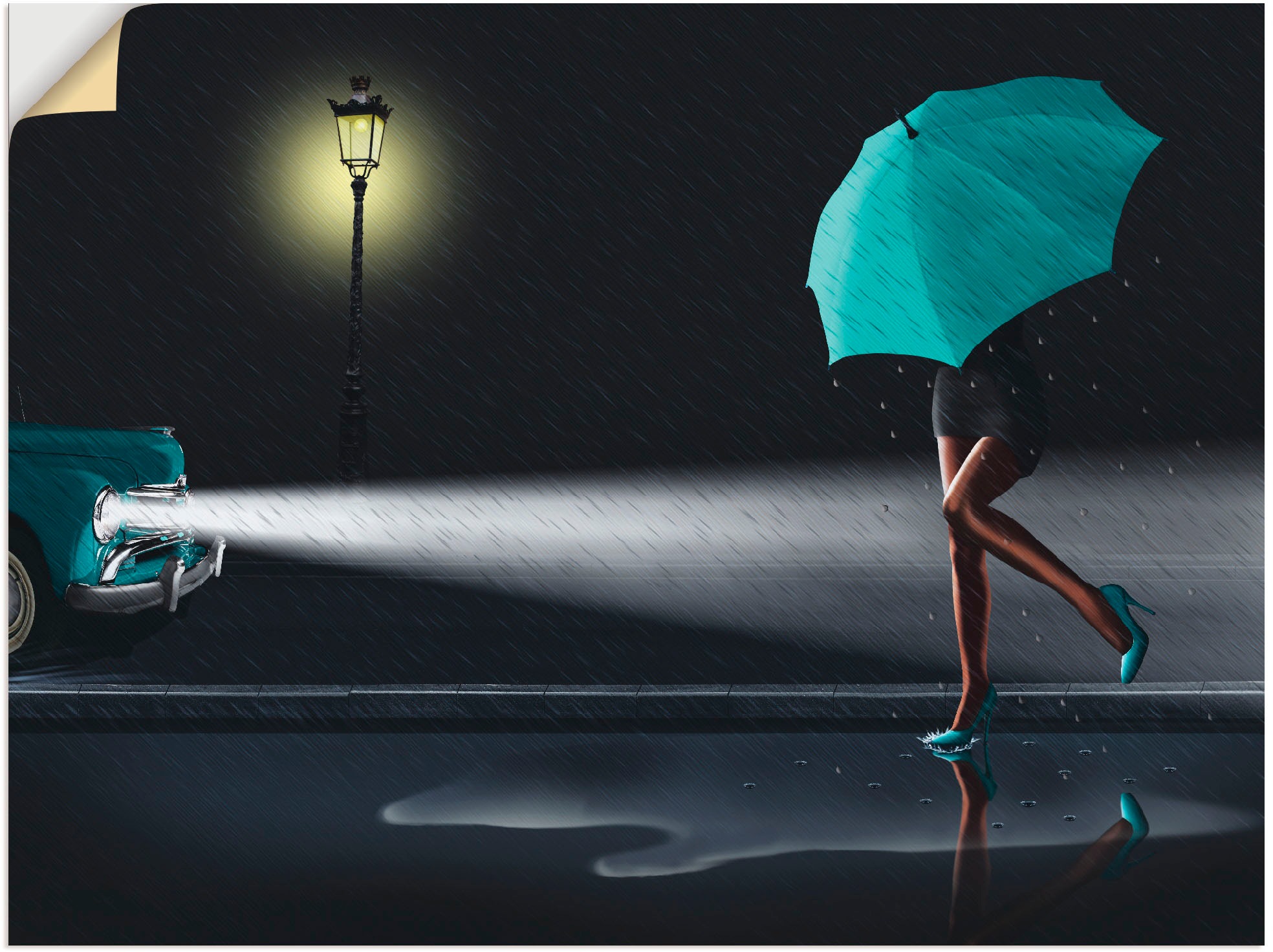 Image of Artland Wandbild »Verregneter Tag 2«, Frau, (1 St.), in vielen Grössen & Produktarten -Leinwandbild, Poster, Wandaufkleber / Wandtattoo auch für Badezimmer geeignet bei Ackermann Versand Schweiz