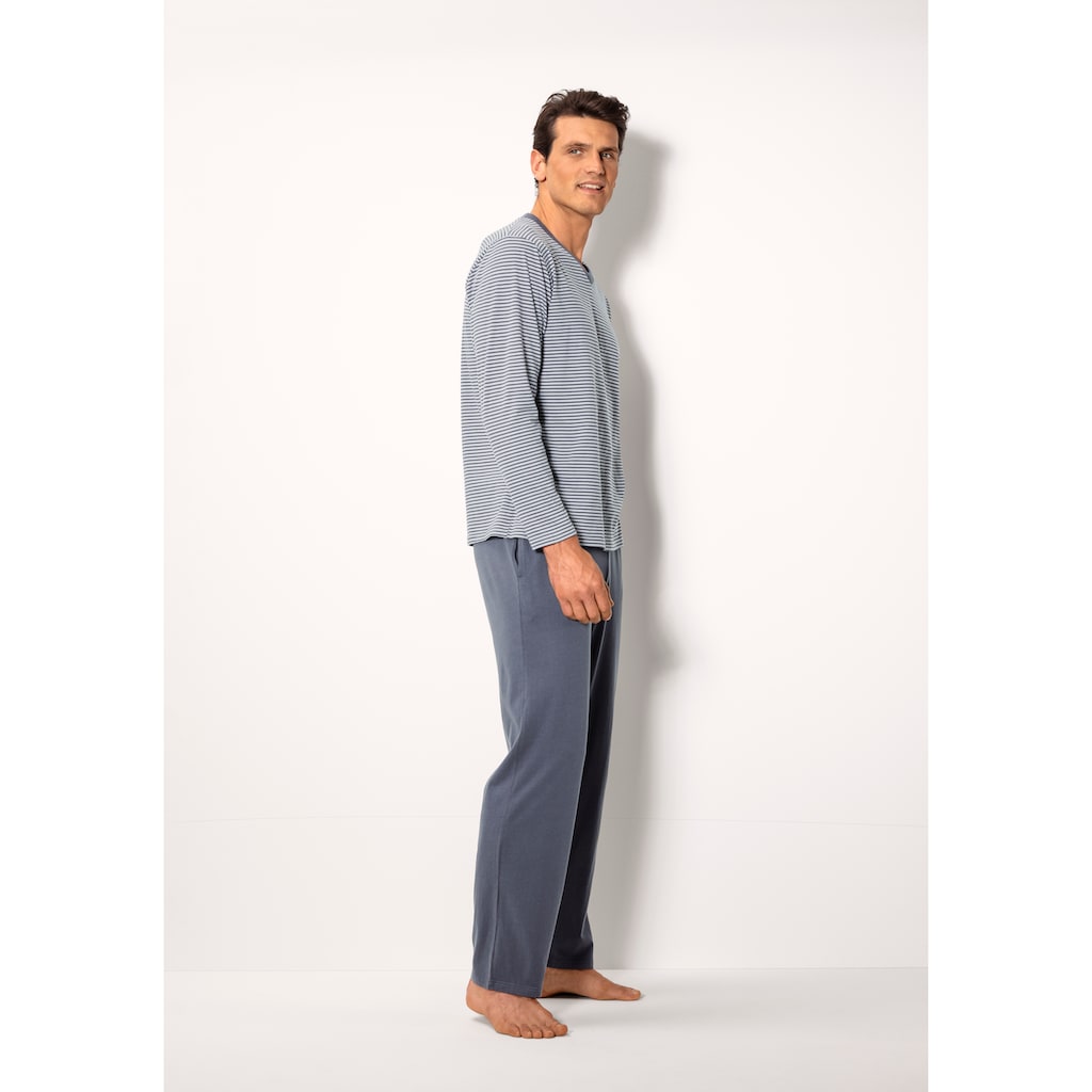 le jogger® Pyjama, (Packung, 4 tlg., 2 Stück), mit garngefärbten Streifen