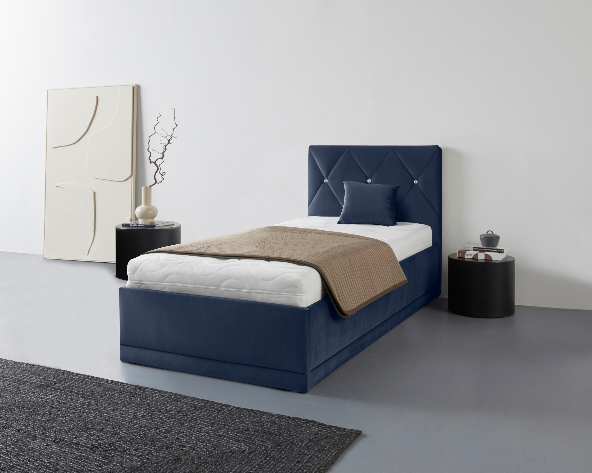 Westfalia Schlafkomfort Polsterbett »Adamas« auch mit Bettkasten, Knopfheftung mit Strasssteinen