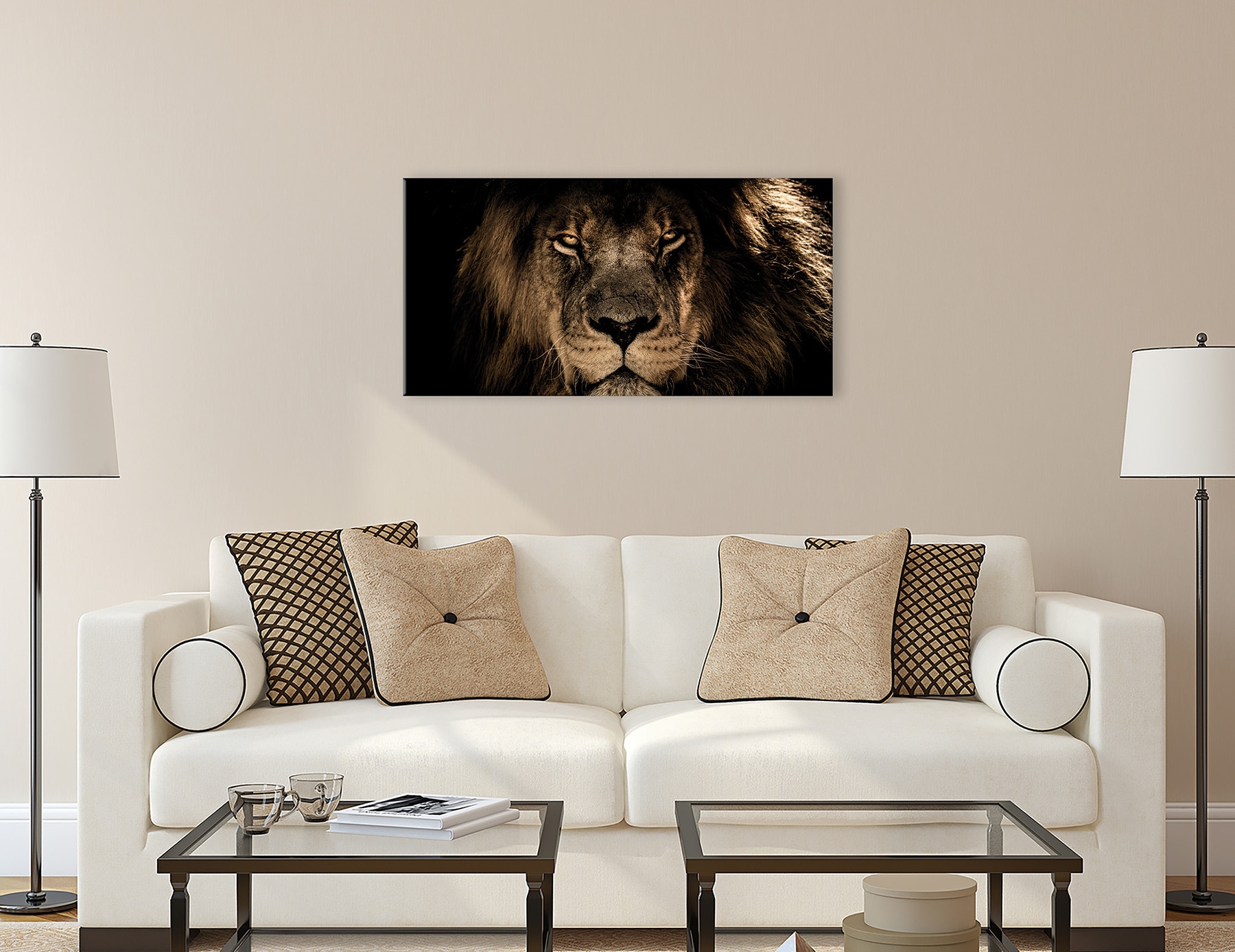 Bönninghoff Tableau sur toile »Wandbild LÖWE 50x100 cm – Leinwandbild Keilrahmen Deko modern« Lion 1 cuis tlg. tendu sur châssis