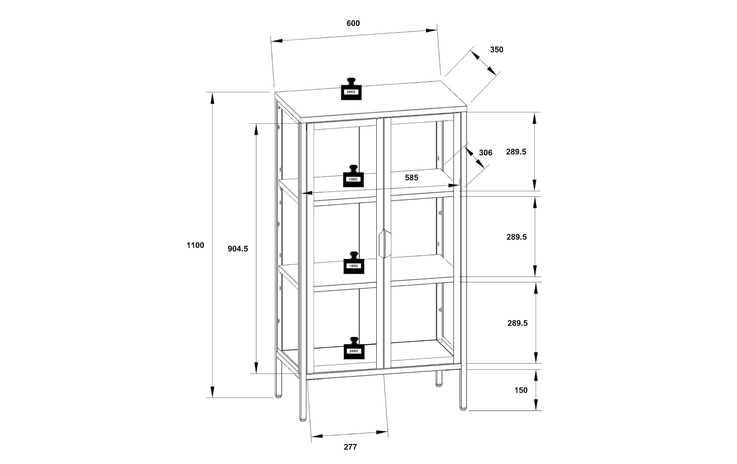 VCM Vitrine »Floka M 60 x 110 cm«