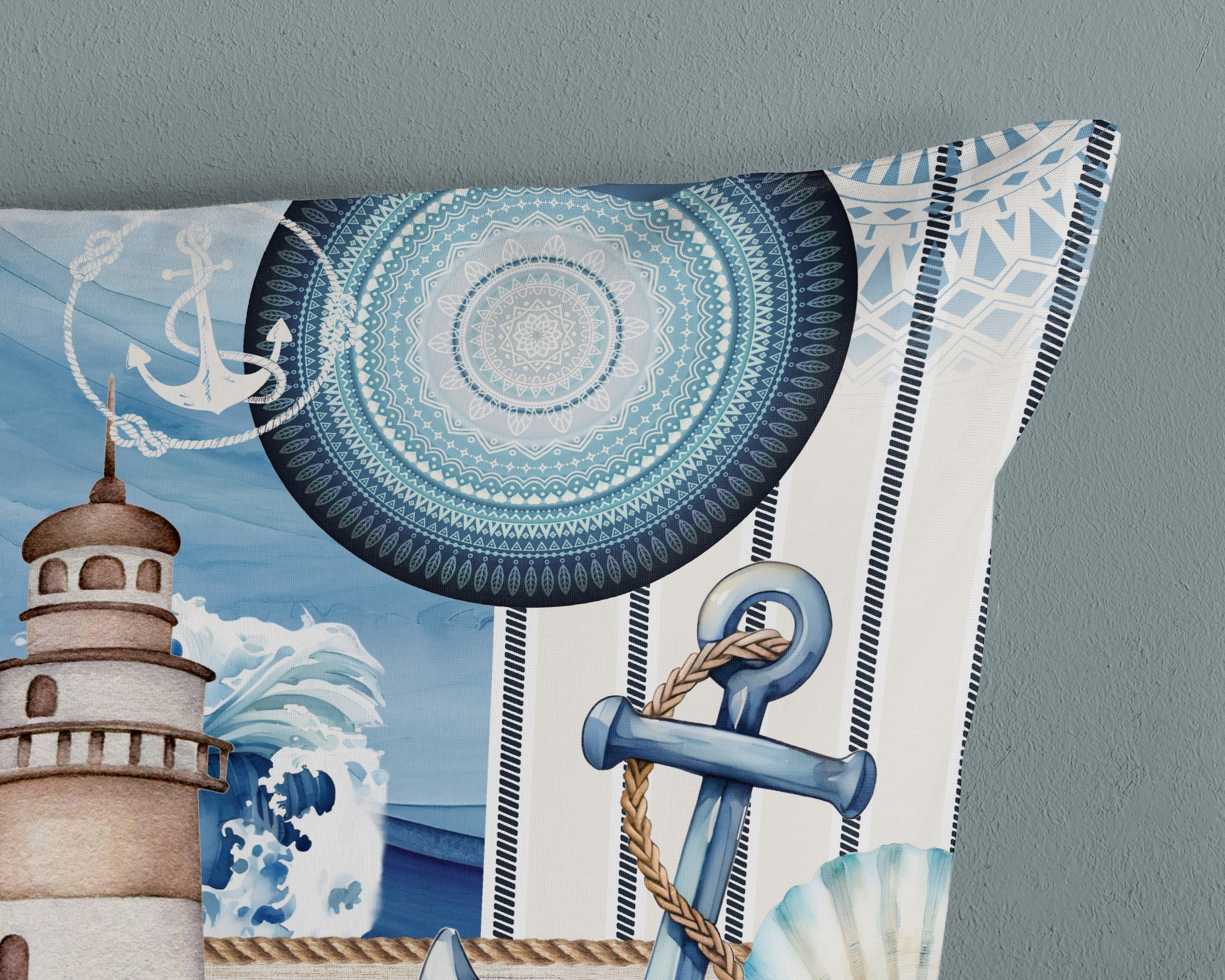 hip Wendebettwäsche »Aldiana«, Mako-Satin, Reissverschluss, Wendeoptik, Mandala, Maritim, Blau