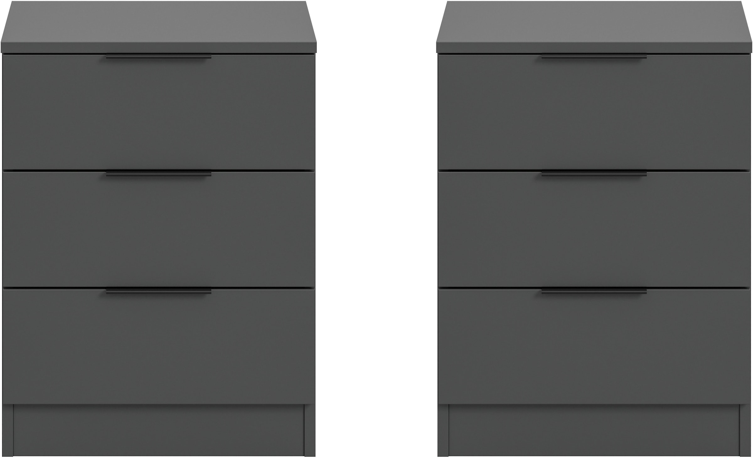 Home affaire Table de nuit »Skarde 2 Nachttische, jeweils Breite: 45 cm« Ensemble, Sie bekommen 2  Nachttische im Set, 2 cuis tlg. Skarde, 2er Set Nachtkommoden, 3 Schubkästen, anthrazit