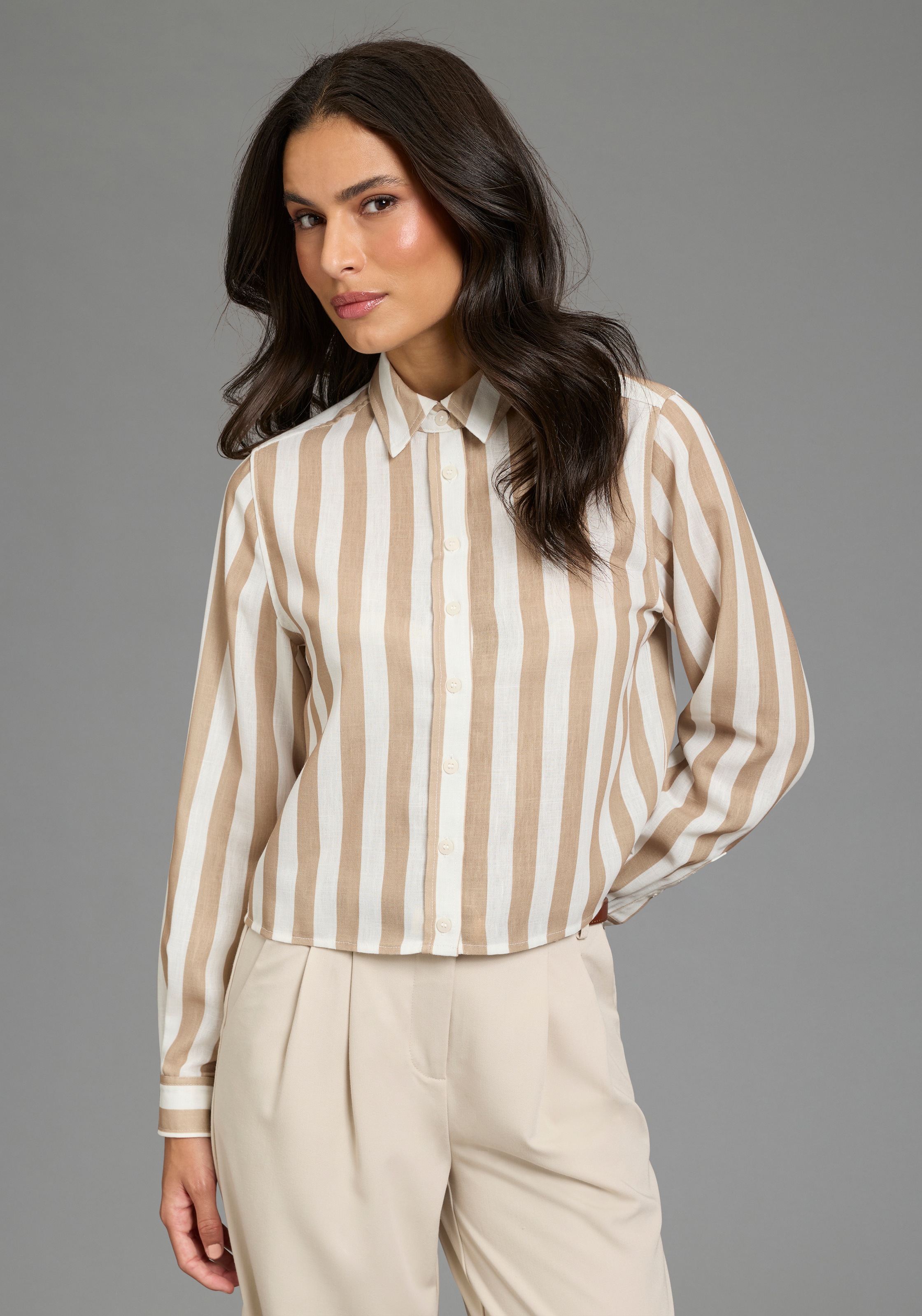 Image of Laura Scott Hemdbluse feminin für verschiedene Anlässe, aus Webmaterial, aus Polyester