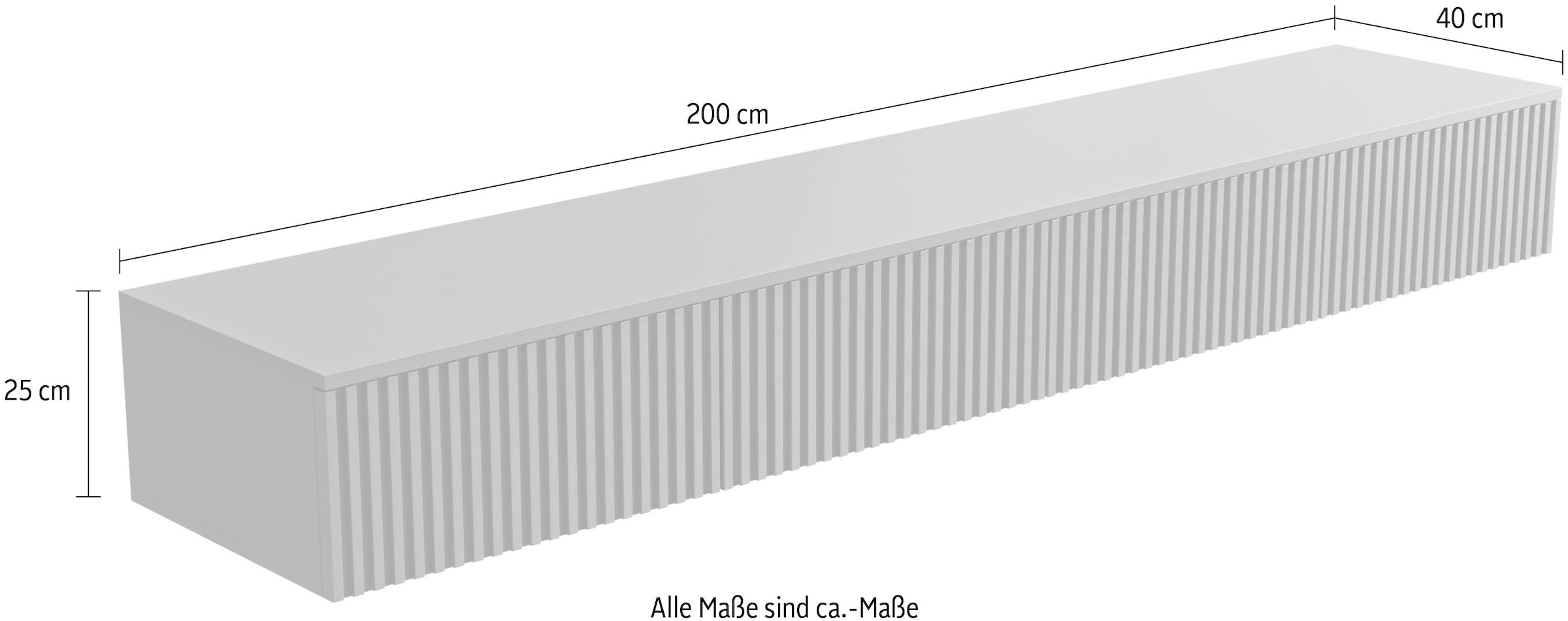 HBZ Table basse »Lowboard Lanai, hängend, mit moderner Rillenoptik« 1 cuis tlg. Largeur 200cm, revêtement mélaminé, ouverture par pression