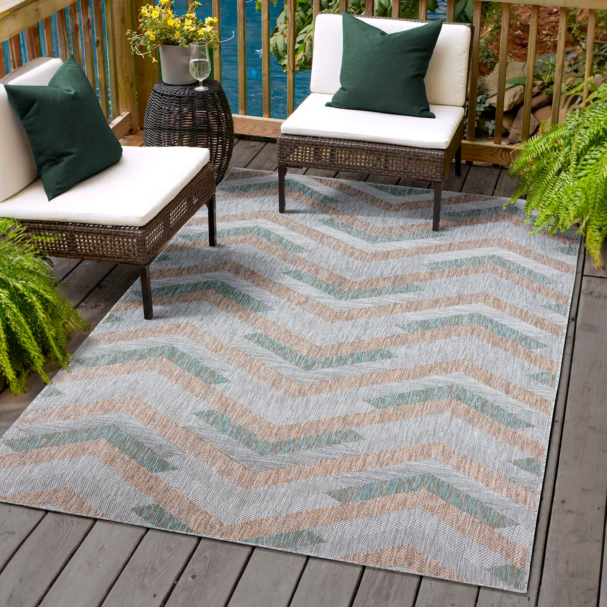 Image of Sanat Outdoorteppich "Melissa 8004, auch in Rund erhältlich" rechteckig 10 mm Höhe Kurzflor, In -und Outdoor geeignet, Wohnzimmer