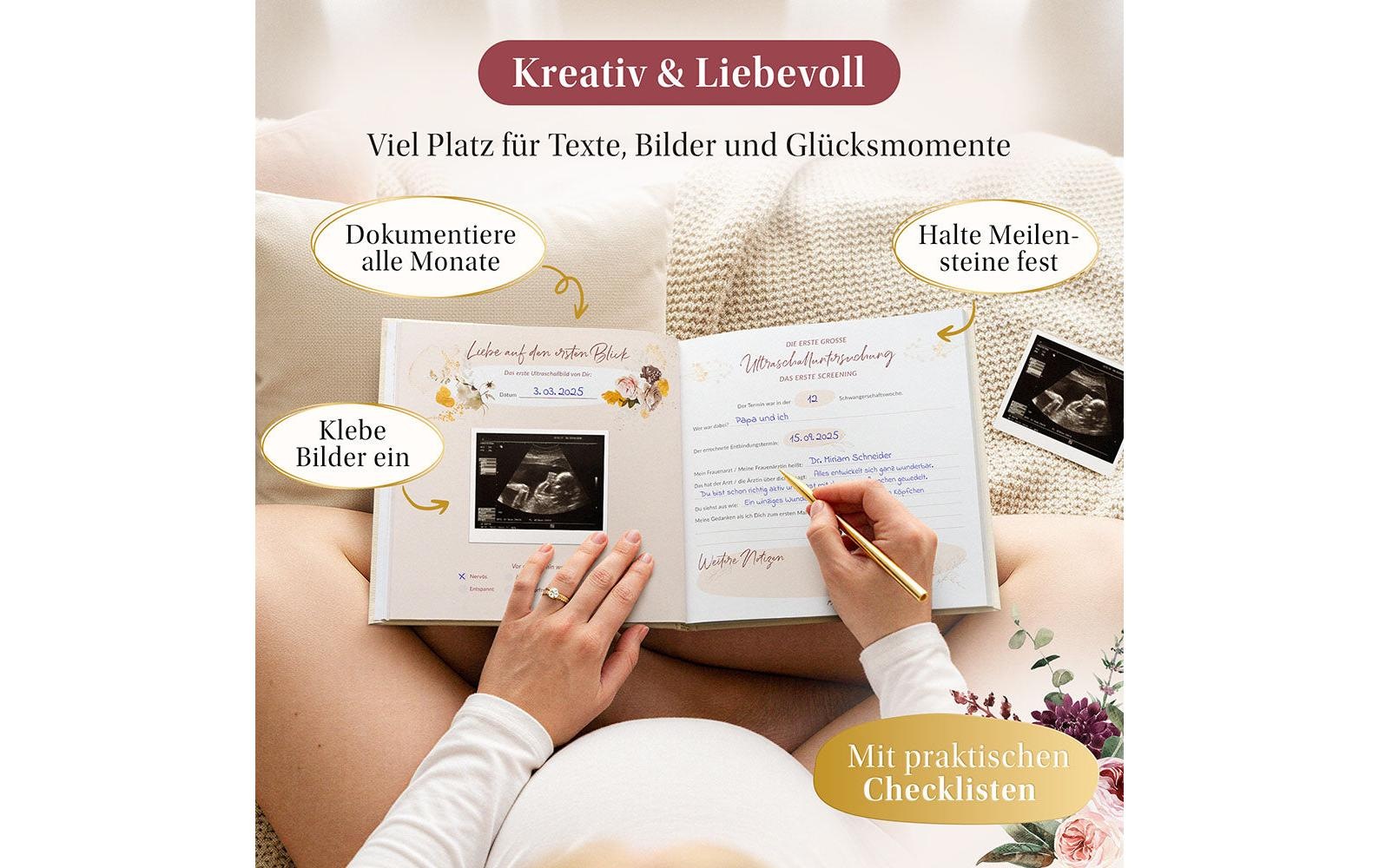   Tagebuch »Eulentaler Leinen« Erinnerungsbuch für die Schwangerschaft