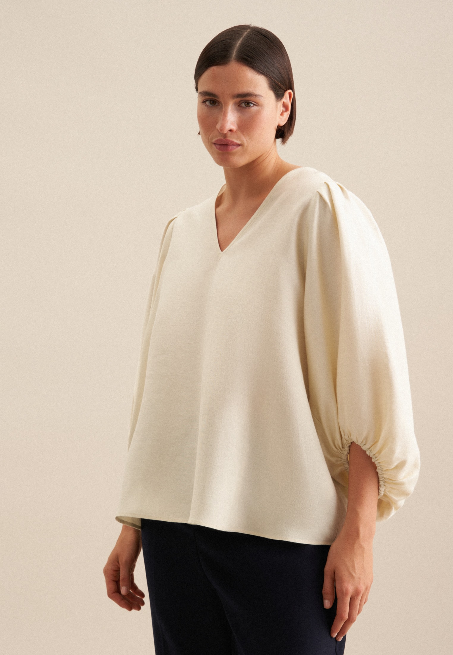 Image of seidensticker Shirtbluse "Schwarze Rose" 3/4 V-Neck Uni