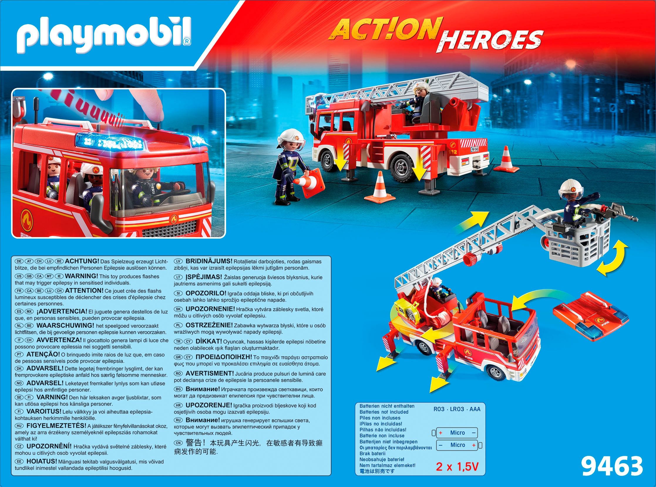 Playmobil® Jeu de construction »Feuerwehr-Leiterfahrzeug (9463), My Action Heroes« Made in Germany