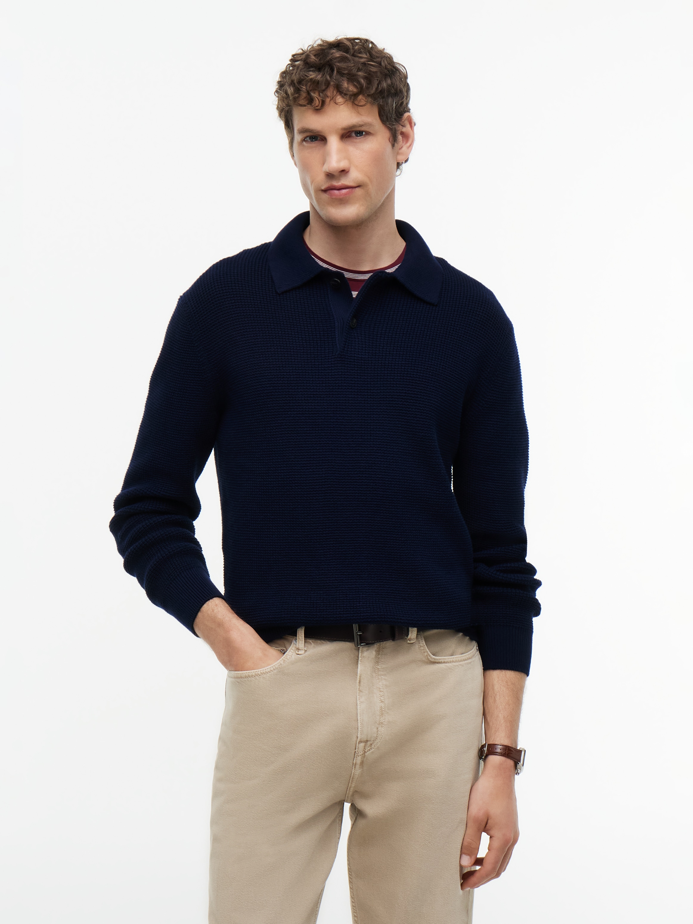 Tommy Hilfiger Polokragenpullover »WAFFLE STRUCTURE RUGBY« Relaxed Fit