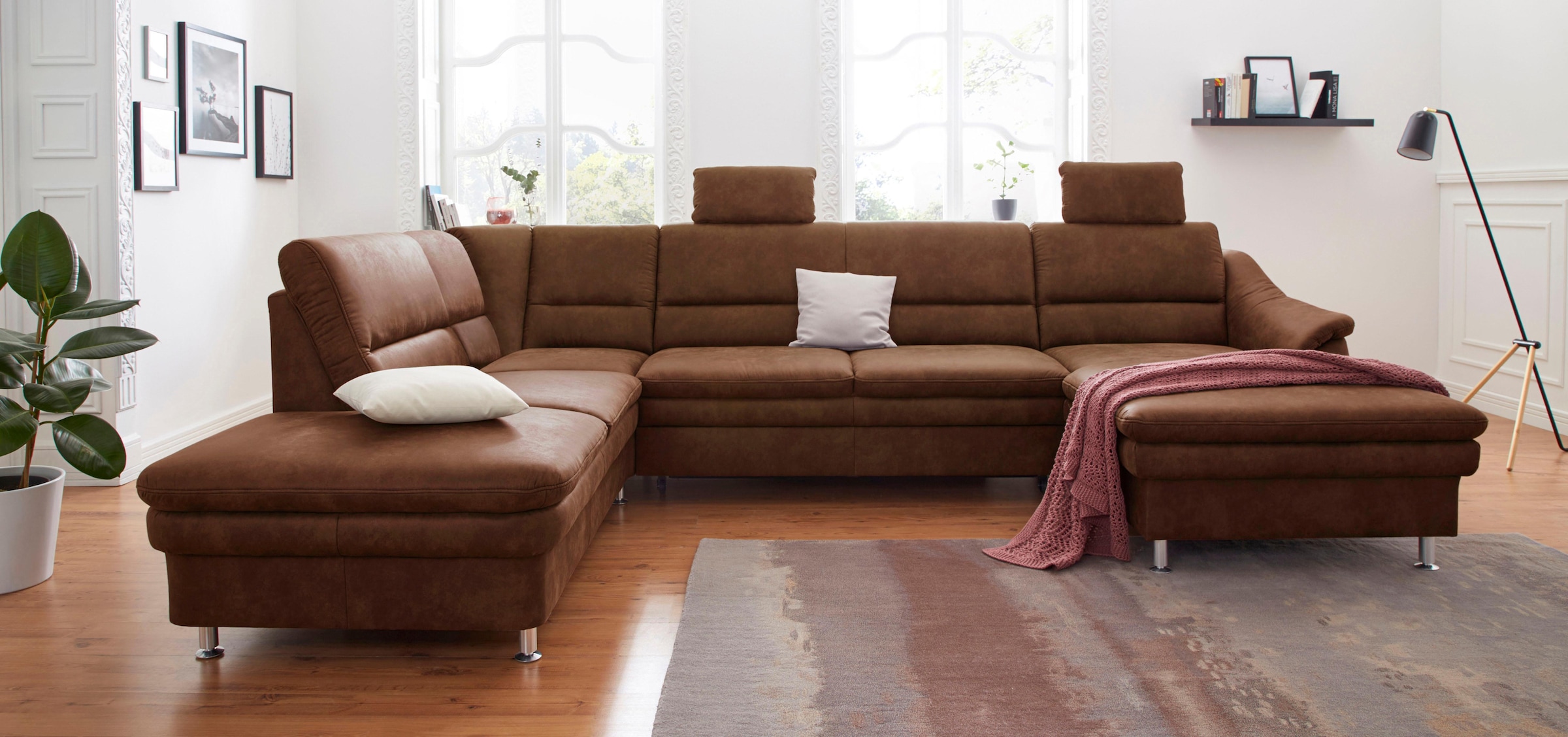 sit&more Wohnlandschaft »Cardoso U-Form«, mit Federkern und Kopfstützen, mit Bettfunktion und Relaxfunktion