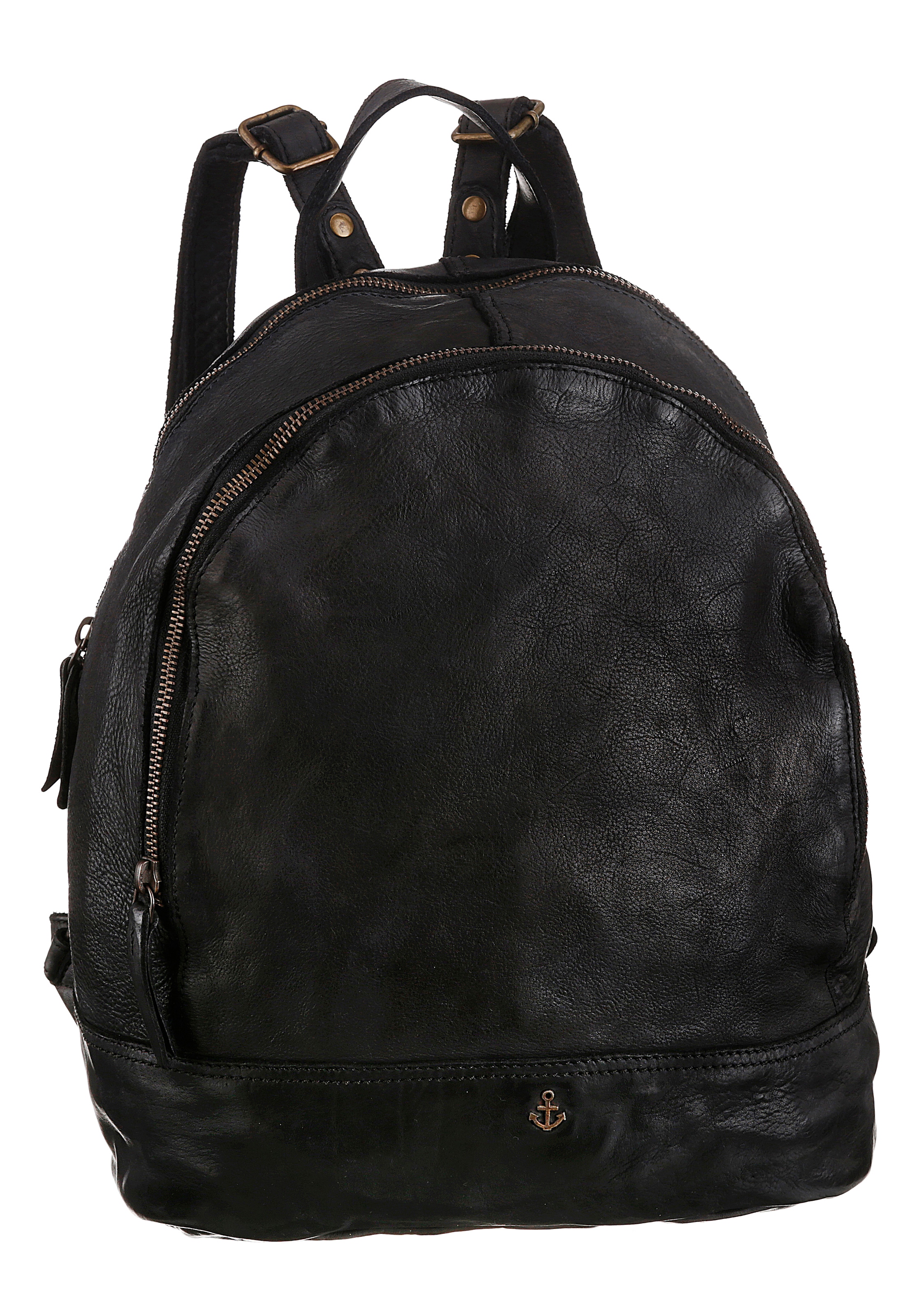 Image of HARBOUR 2nd Daypack "Meghan" aus Leder mit typischen Marken-Anker-Label und Schmuckanhänger
