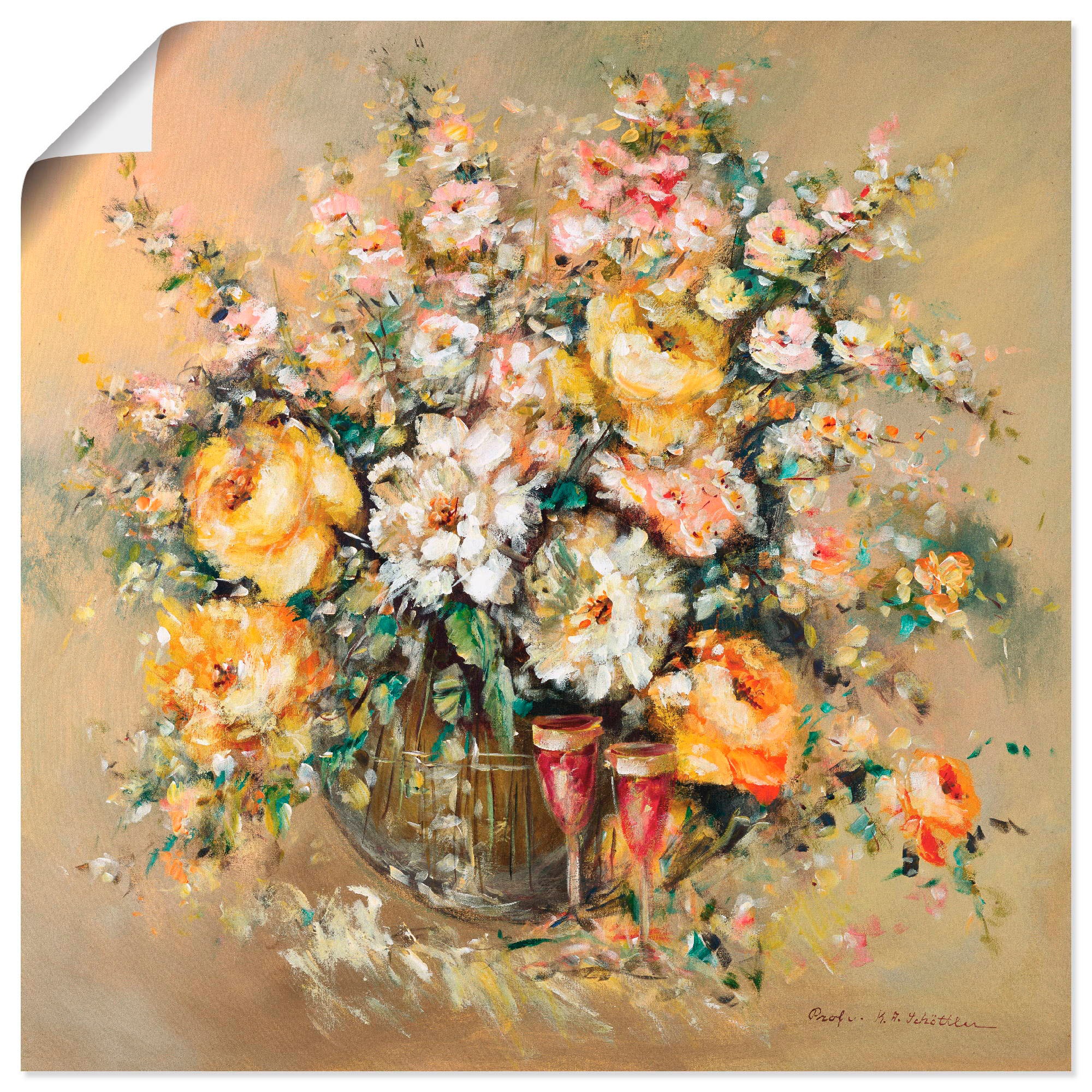 Image of Artland Wandbild »Blumen und Spirituosen«, Blumen, (1 St.), in vielen Grössen & Produktarten -Leinwandbild, Poster, Wandaufkleber / Wandtattoo auch für Badezimmer geeignet bei Ackermann Versand Schweiz