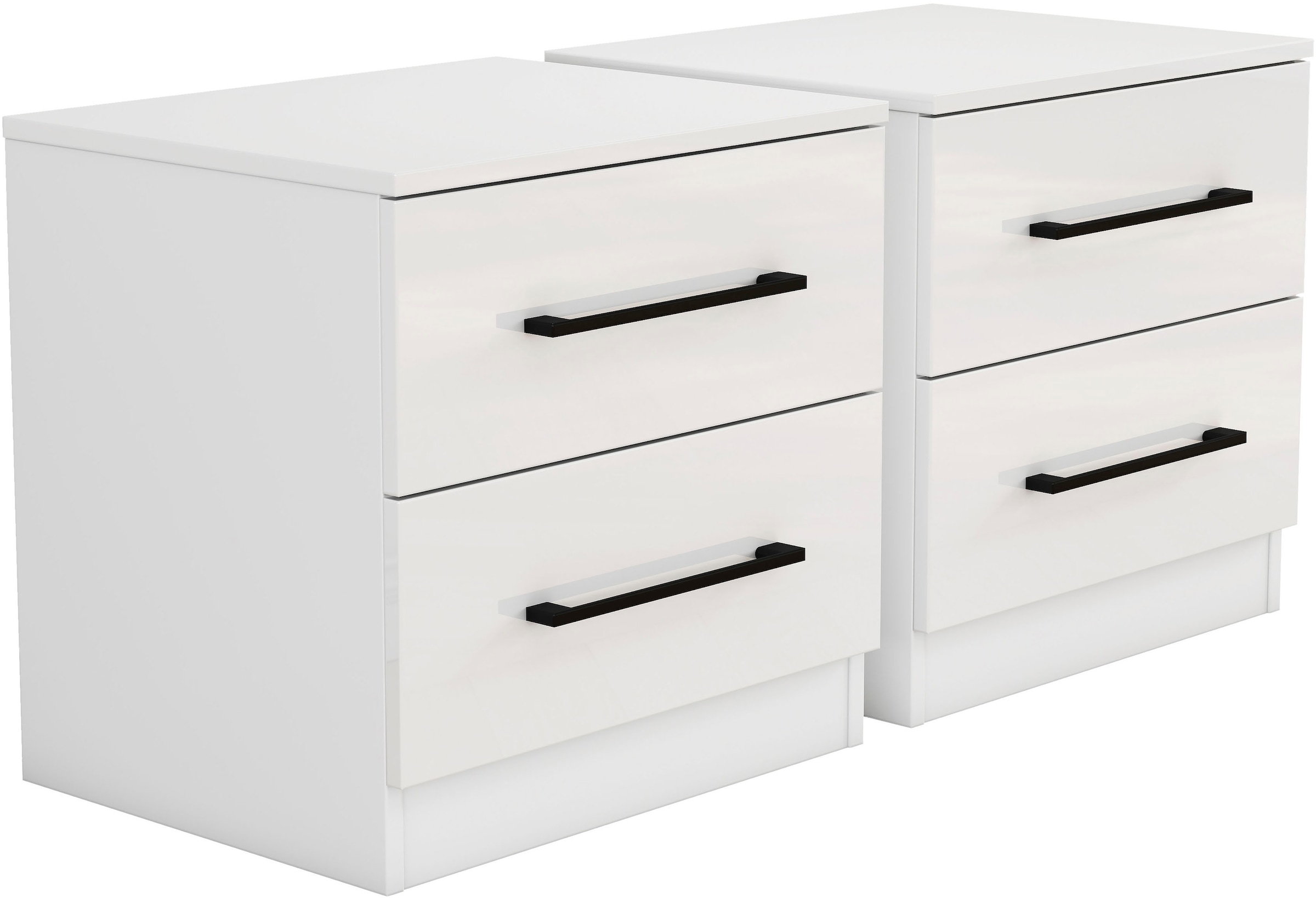 GOODproduct Nachtkommode »Sylt Bestseller, 2 Schubladen mit viel Stauraum – Ordnung & Eleganz.« Spar-Set, modernes Hochglanz Nachtschrank Set (2 Stück) Stilvolles Design, 2 Stk. tlg. Nachttisch Bestseller Beistelltisch Kommode