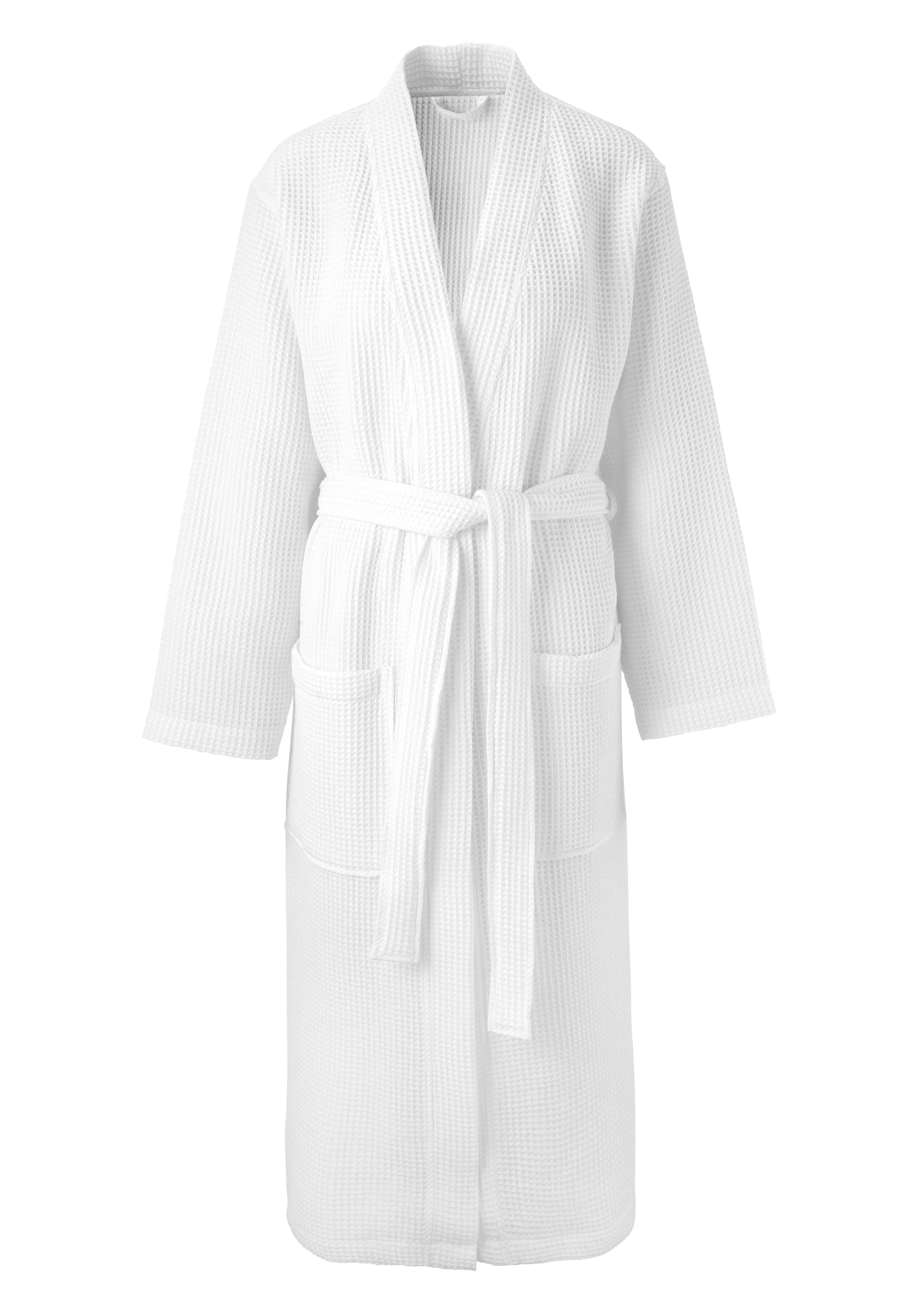 my home Unisex-Bademantel »Inga, Waffelpiqué, ideal für Sauna & Spa, Hotelbademantel«, (1 St.), kleines Packmass, Taschen, Damen & Herren, S-3XL, Morgenmantel