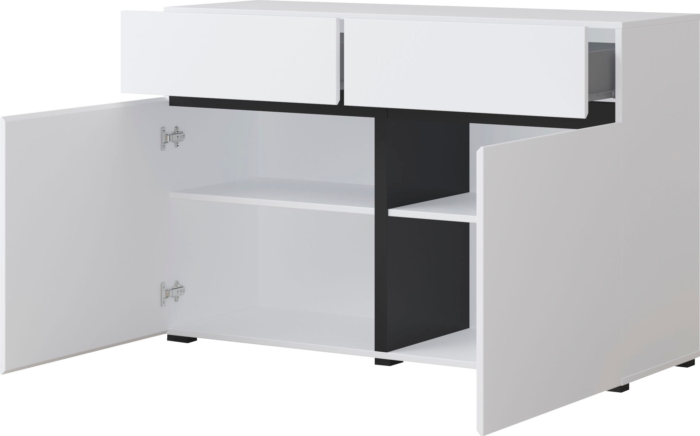 INOSIGN Sideboard »Cross,Breite 119,5 cm, moderne grifflose Kommode,2 Türen/2 Schubkästen«, Schubladenschrank,Anrichte mit viel Stauraum, Einlegeböden verstellbar