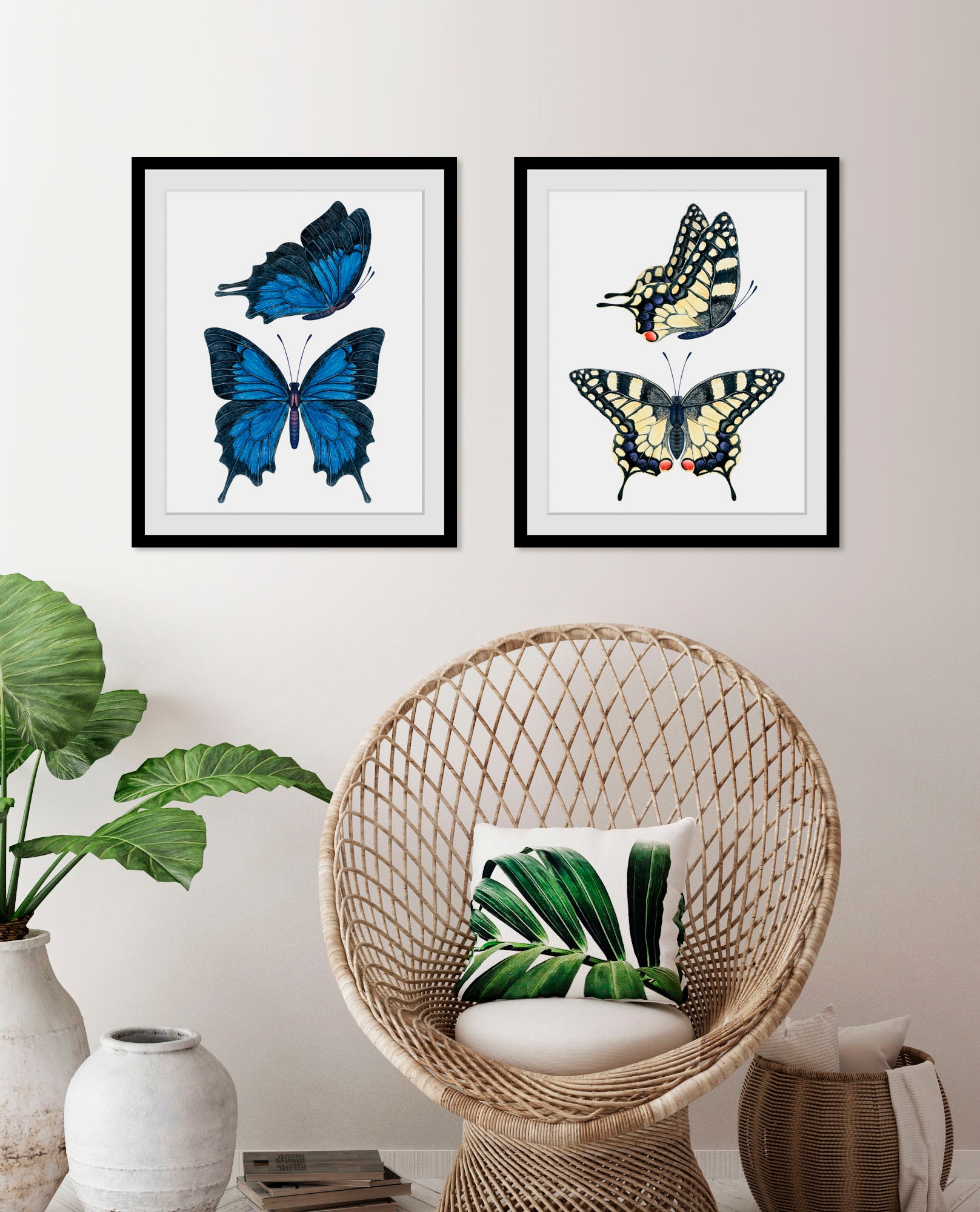 Image of queence Bild "Amanda" Insekten Kunst Schmetterlinge 1 Stk. tlg. HD Premium Poster-Druck inkl. Holzrahmen