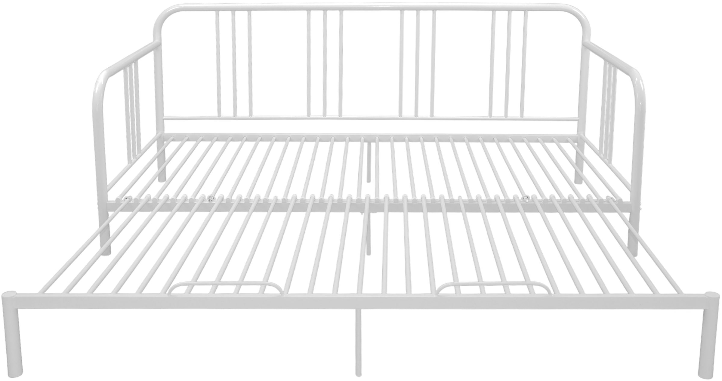 GOODproduct Lit en métal »Trento Bett Bettgestell Bestseller Doppelbett Ausziehbett« Bestseller Gästebett Sofabett Schlafzimmer,  Daybett mit Ausziefunktion im Landhausdesign weiss