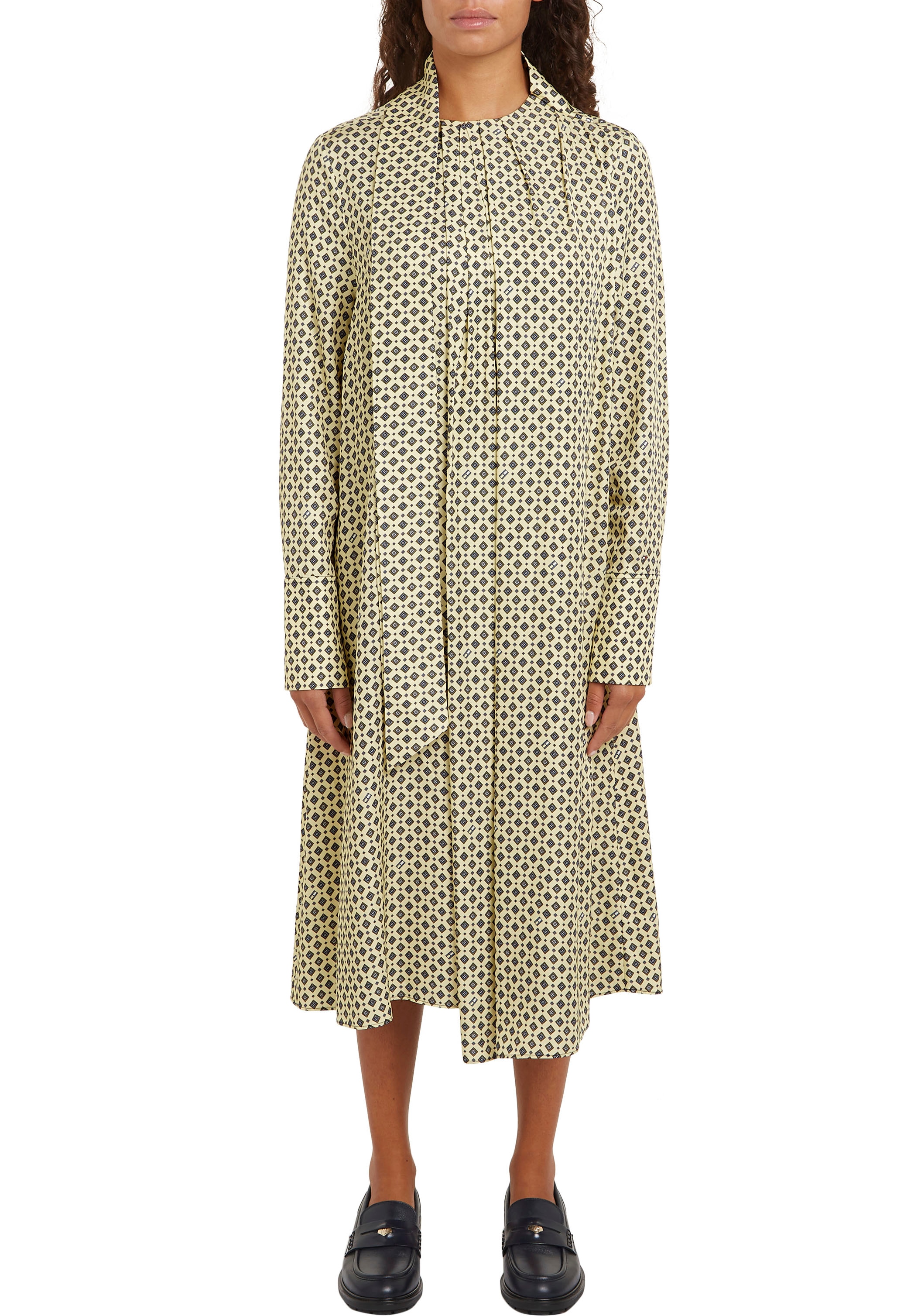 Tommy Hilfiger Blusenkleid »FOULARD DRAPED MIDI DRESS«, mit Tommy Hilfiger Markenlabel