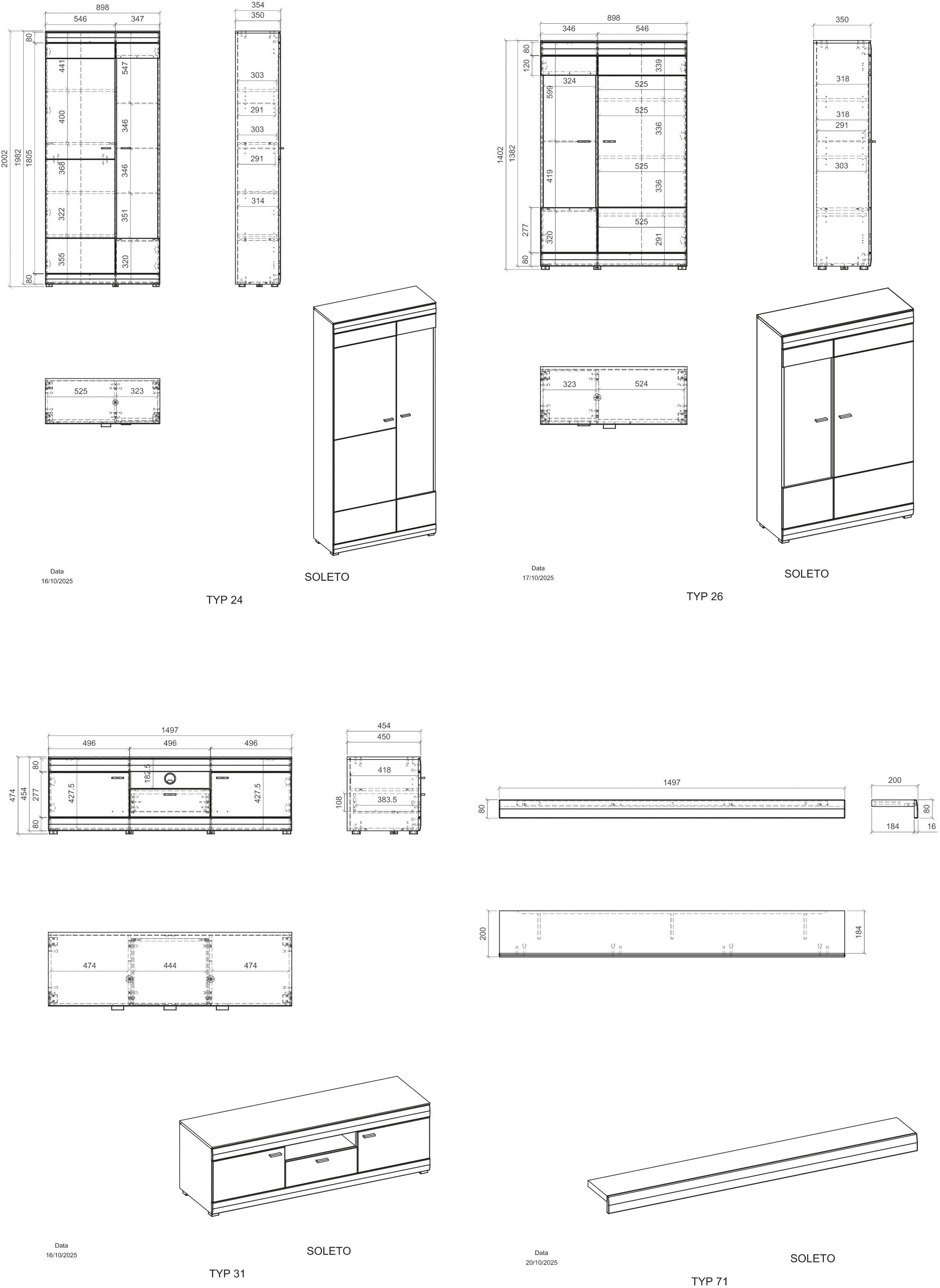 Home affaire Wohnwand »Soleto, zeitlose Anbauwand, Komplettset im modernen Stil« Komplett-Set, 4 Stk. tlg.