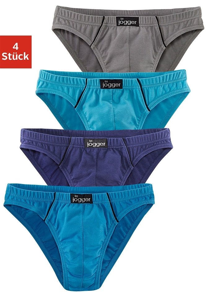 le jogger® Slip »Minislip«, (Packung, 4 St.), knappe Form, schöne Farben mit kontrastfarbenen Pipings