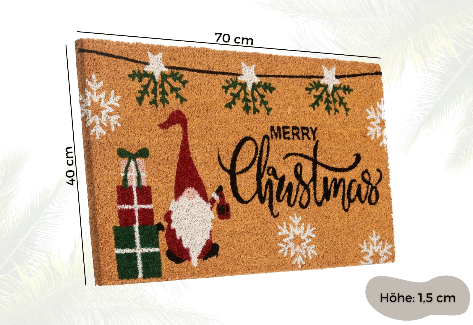 HANSE Home Fussmatte »Kokos Merry Christmas Gifts, Türmatte«, rechteckig, 15 mm Höhe, Schmutzfangmatte, Rutschfest, Outdoor, Weihnachten, Kokosmatte, Flur