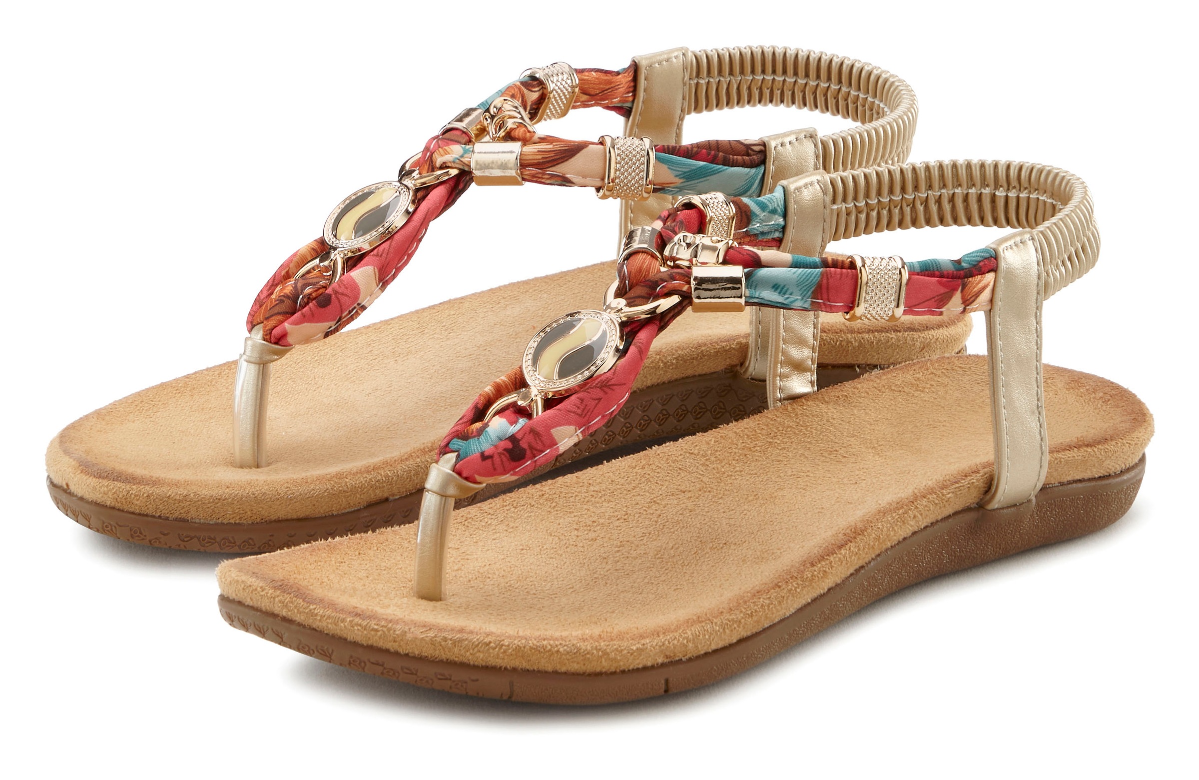 Image of LASCANA Zehentrenner "Sommerschuh, Sandalette, offener Schuh," Sandale mit elastischen Riemchen und modischer Farbgebung